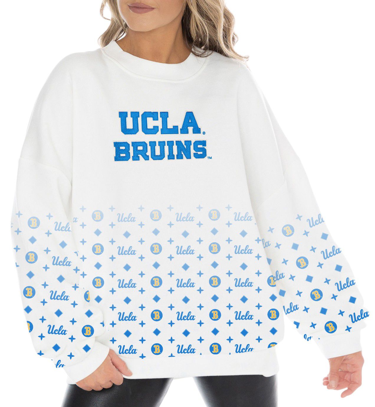 Gameday Couture Women's UCLA Bruins White Instant Replay Crew Pullover Sweatshirt product image