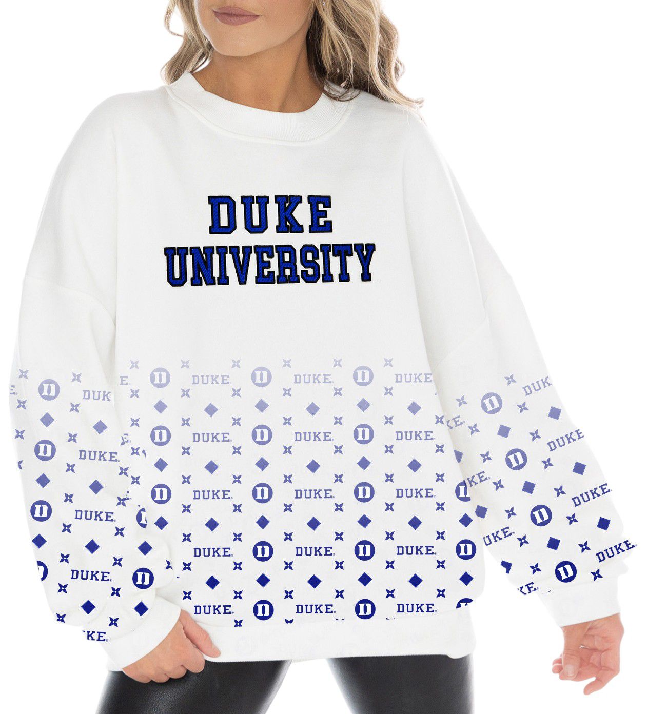 Gameday Couture Women's Duke Blue Devils White Instant Replay Crew Pullover Sweatshirt product image