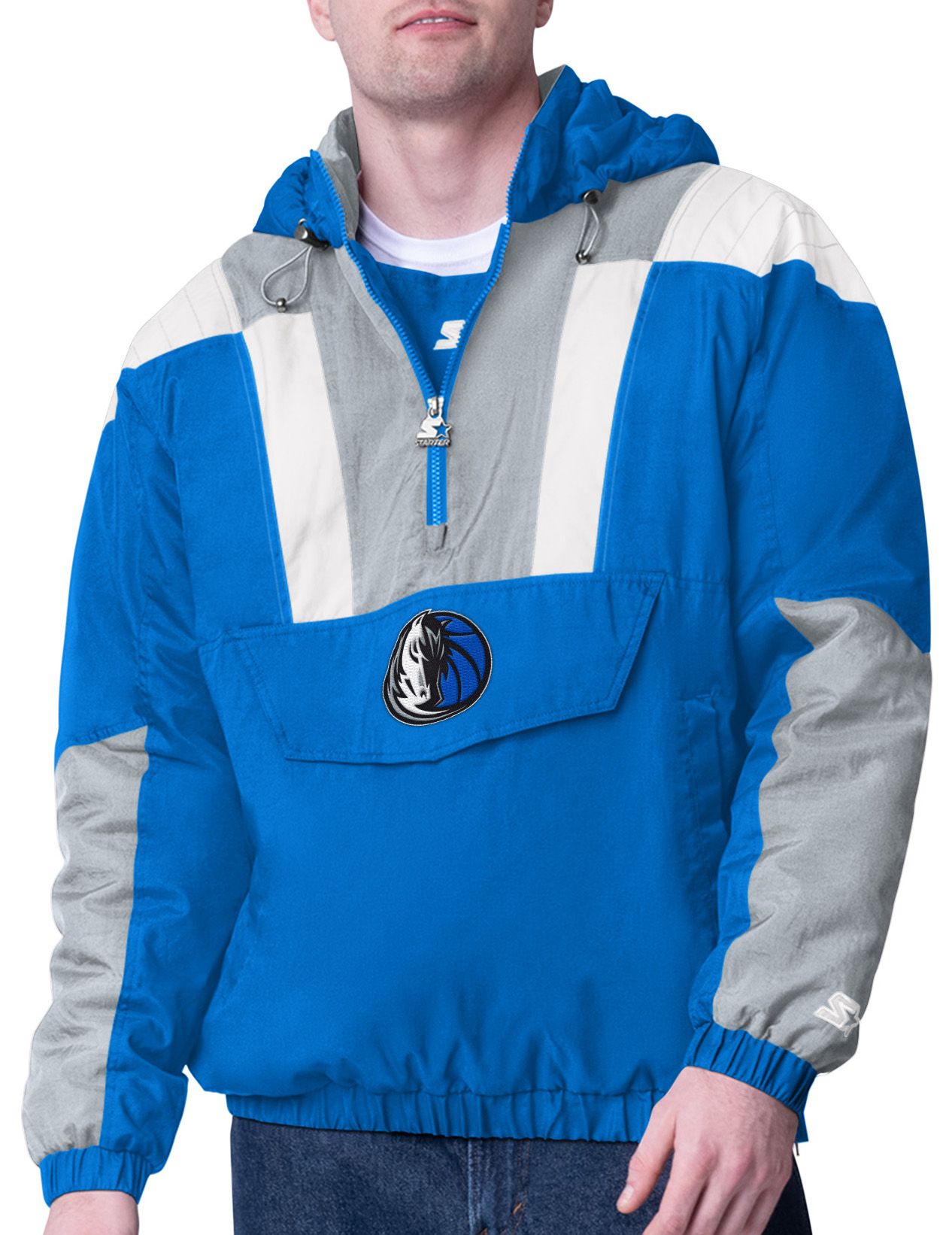Starter Men's Dallas Mavericks Charger Blue Half-Zip Jacket product image