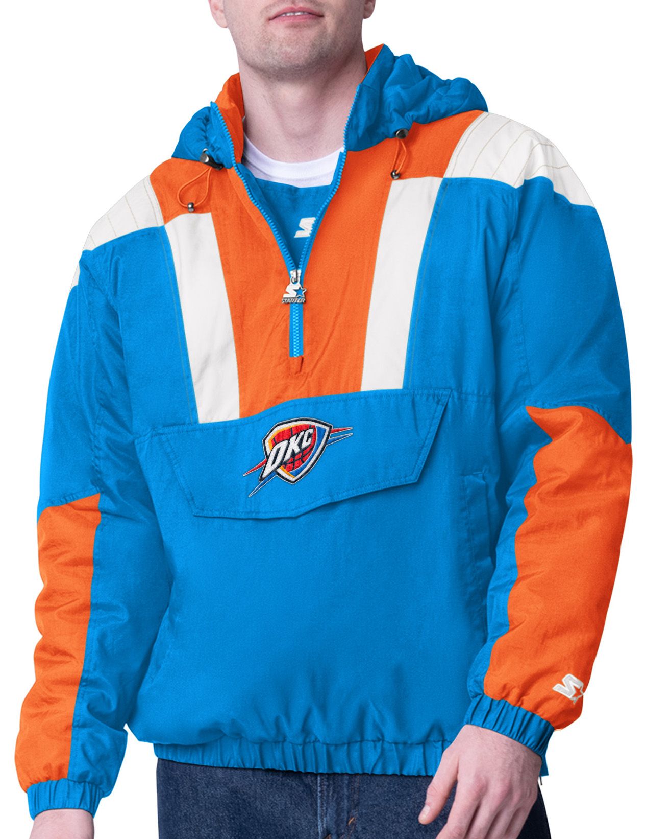 Starter Men's Oklahoma City Thunder Charger Blue Half-Zip Jacket product image