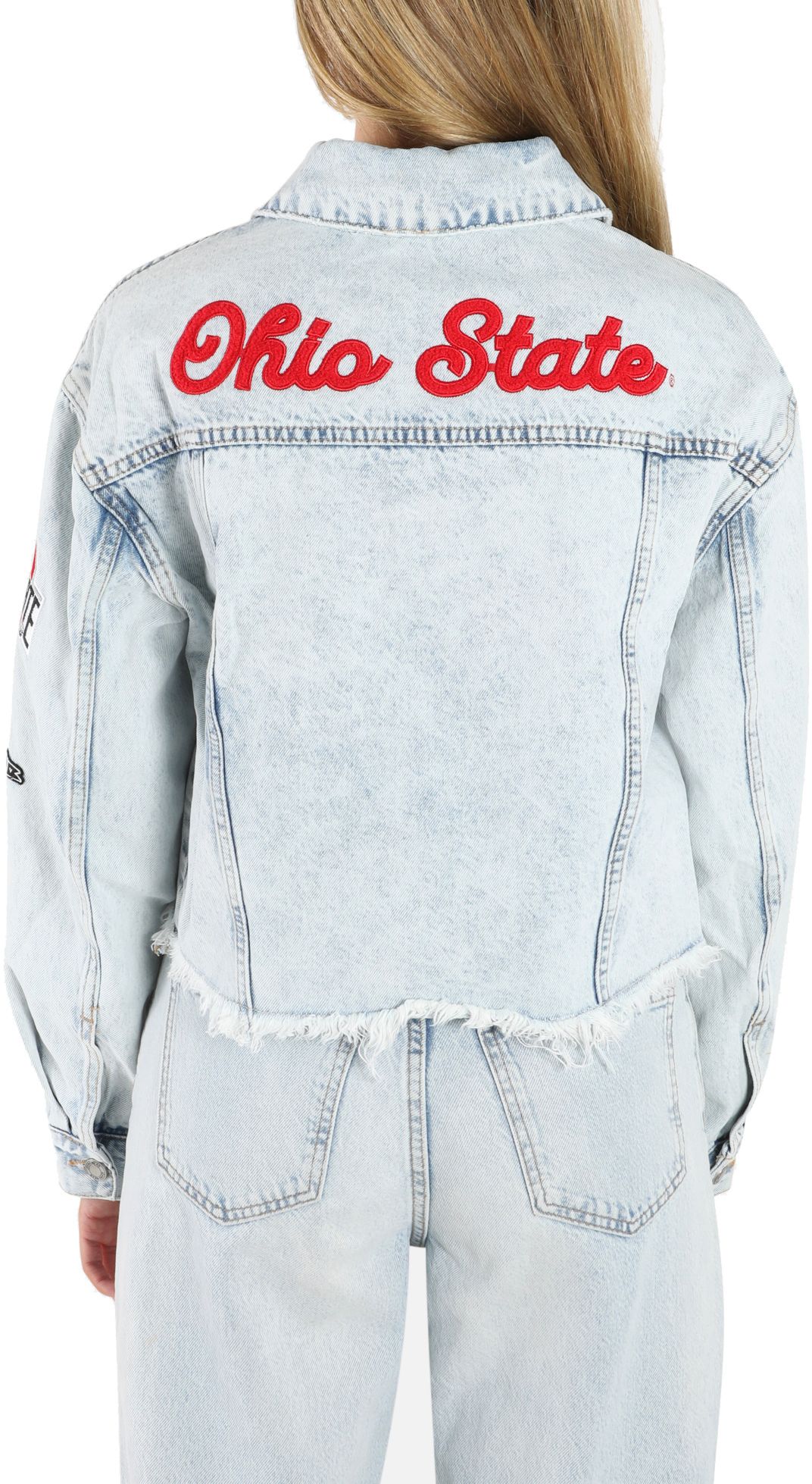 Hype and Vice Women's Ohio State Buckeyes Blue Jean Jacket product image