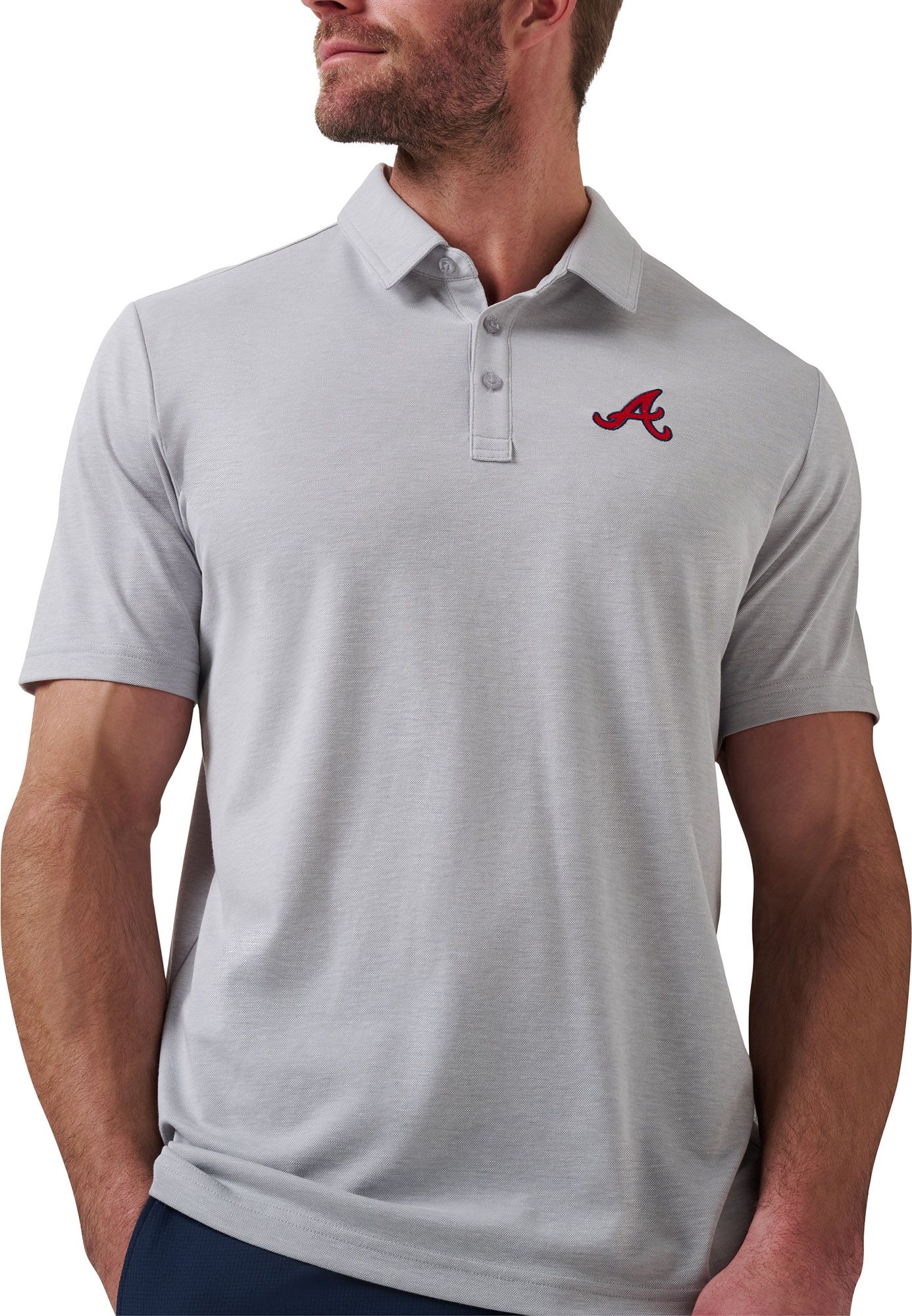 TravisMathew Men's Atlanta Braves Gray Polo product image