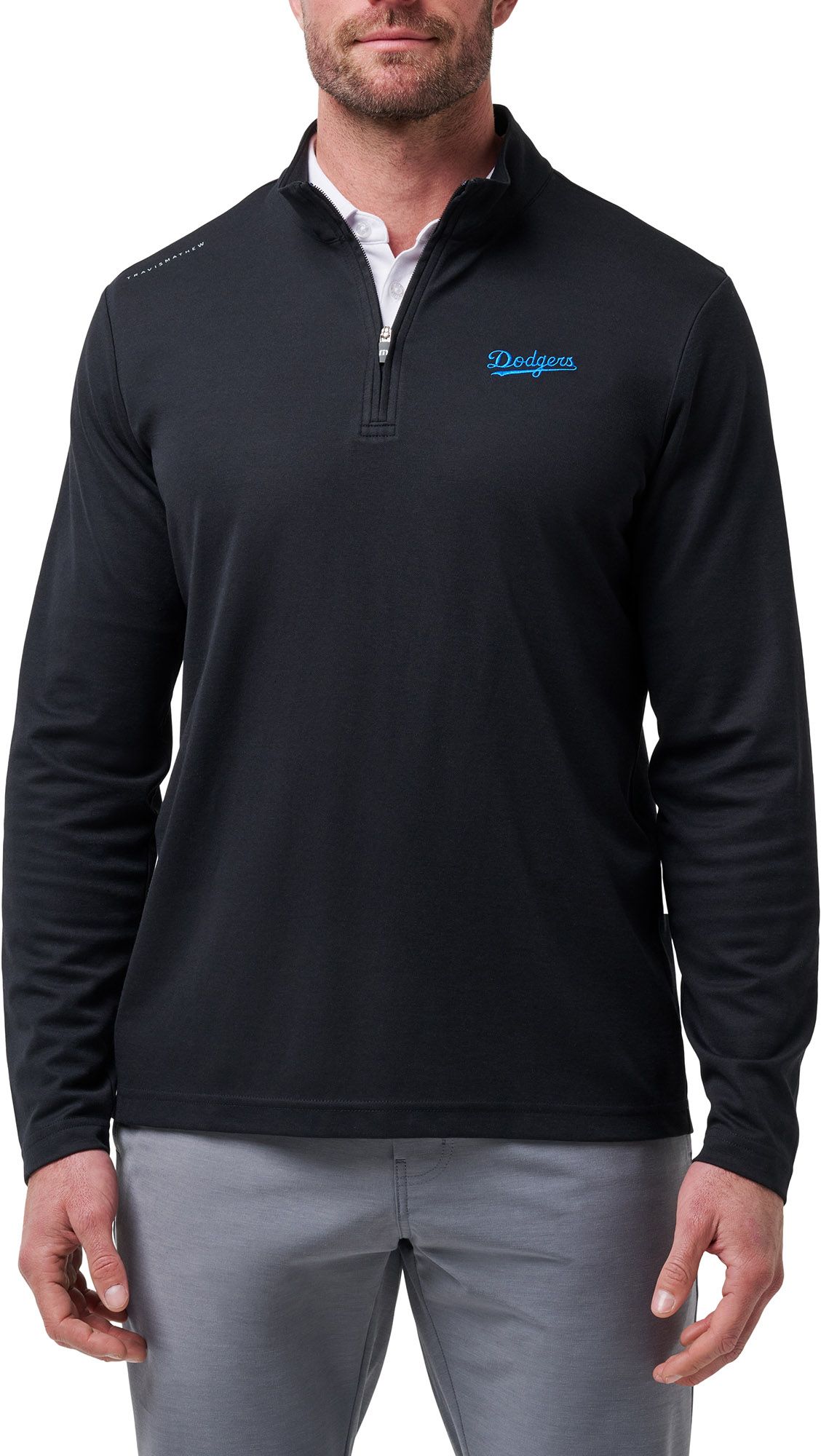 TravisMathew Men's Los Angeles Dodgers Black Quarter-Zip Pullover product image