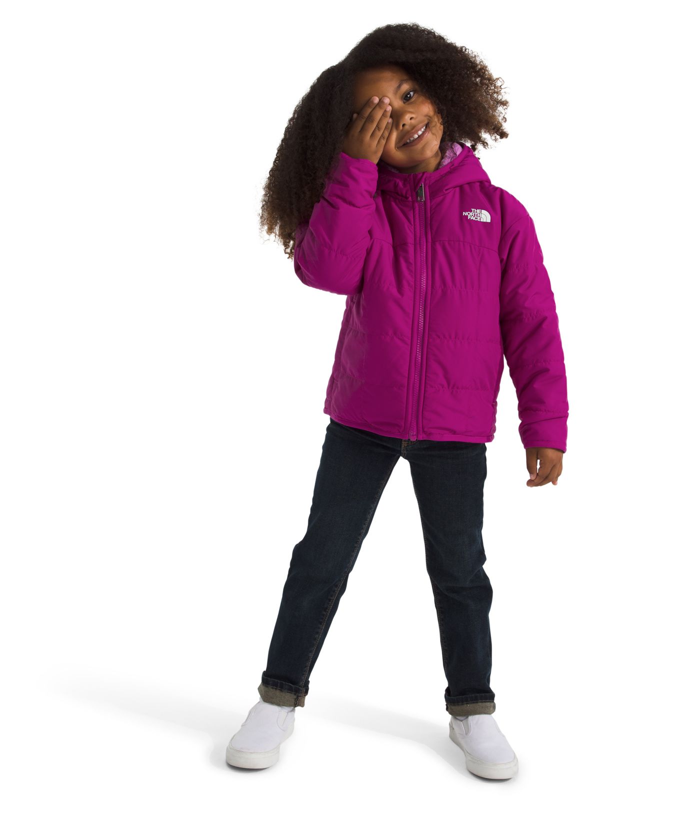 The North Face Toddler Little Girls Shasta Reversible Full Zip Hooded Jacket Deep Mulberry