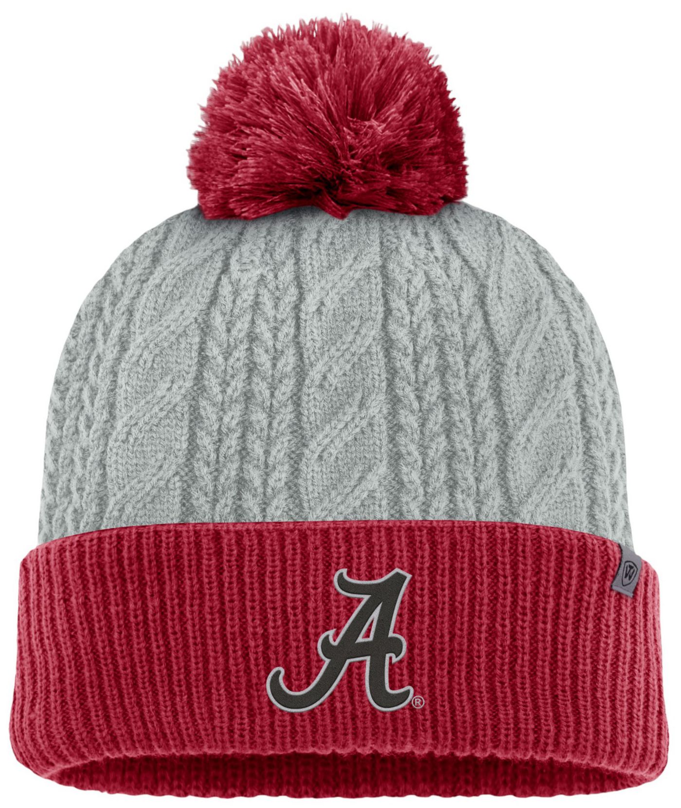 NCAA Women s Alabama Crimson Tide Grey Becca Pom Acrylic Knit Cuff Beanie Dick s Sporting Goods