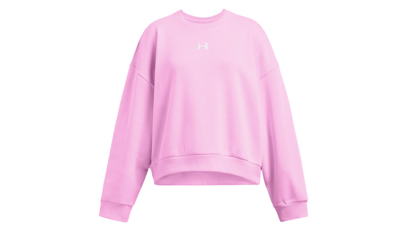 Under Armour XL Pink Beige Logo Fleece Pleat Back Raglan Long outlet Sleeve Sweatshirt