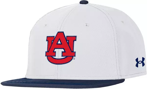 Under Armour Men's Auburn Tigers White On Field Fitted Hat, XL