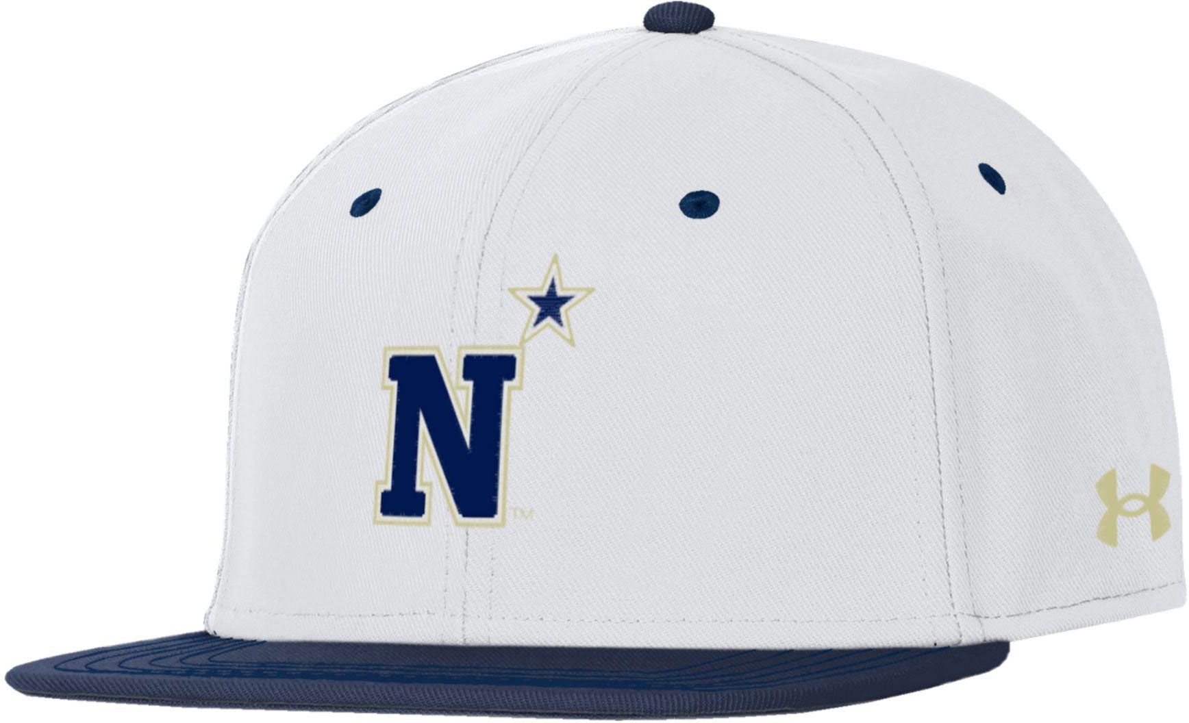 Under Armour Men's Navy Midshipmen White Fitted Baseball Hat product image