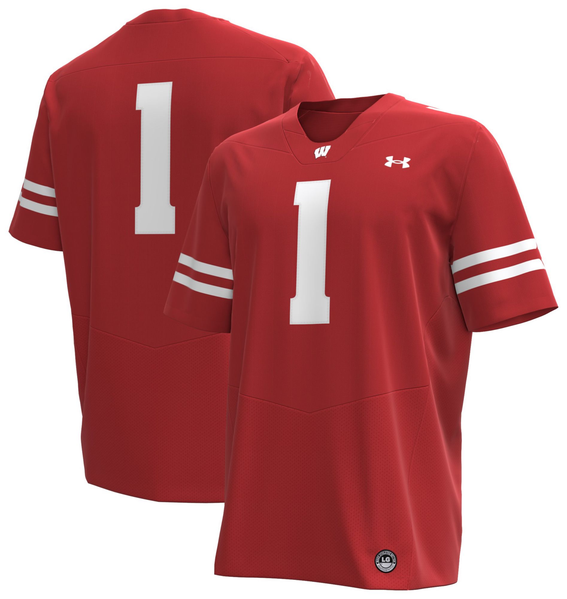 Under Armour Men's Wisconsin Badgers Red Twill Replica Football Jersey product image
