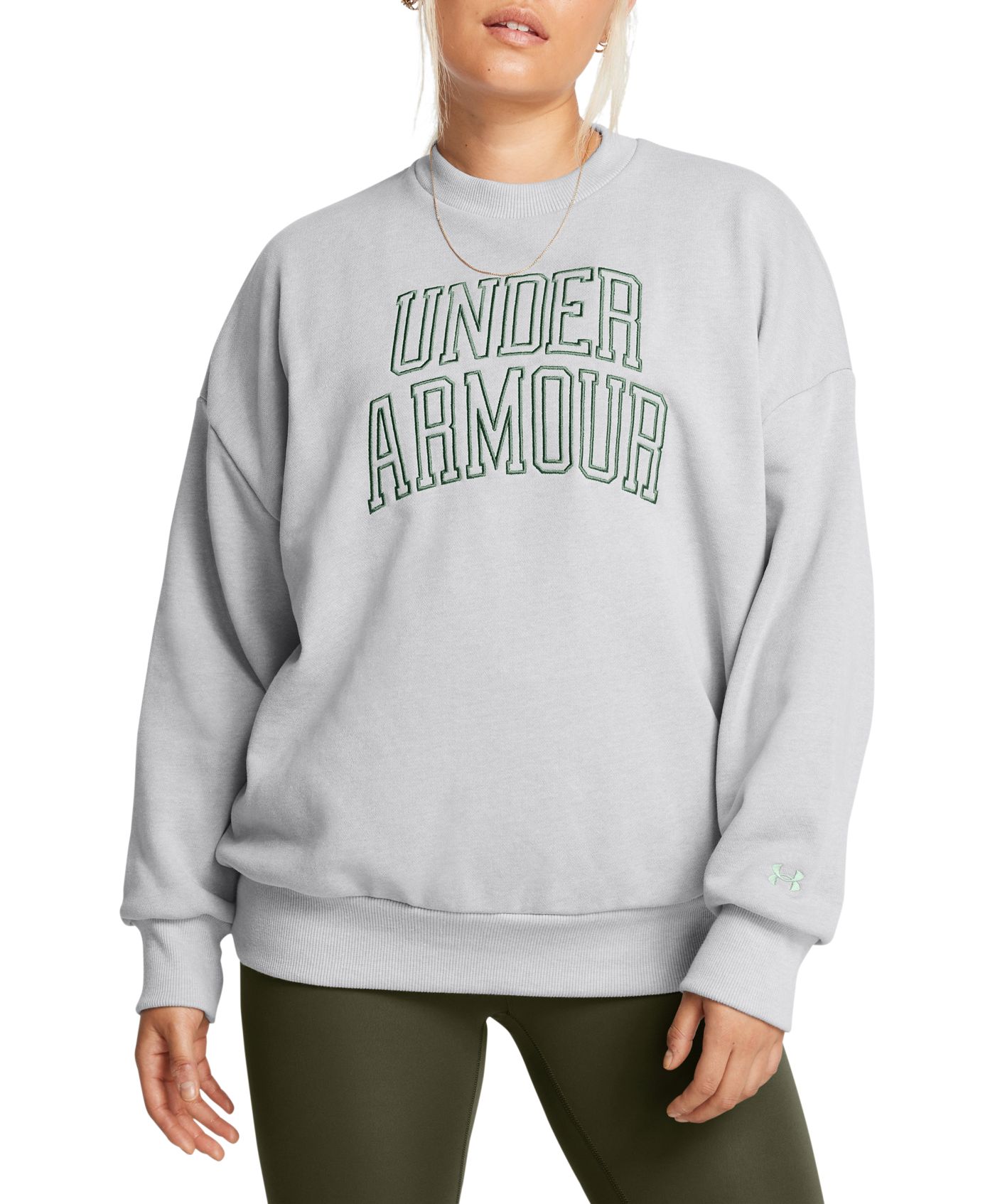 Women s Icon Heavyweight Terry Oversized Crew Gray XS Under Armour