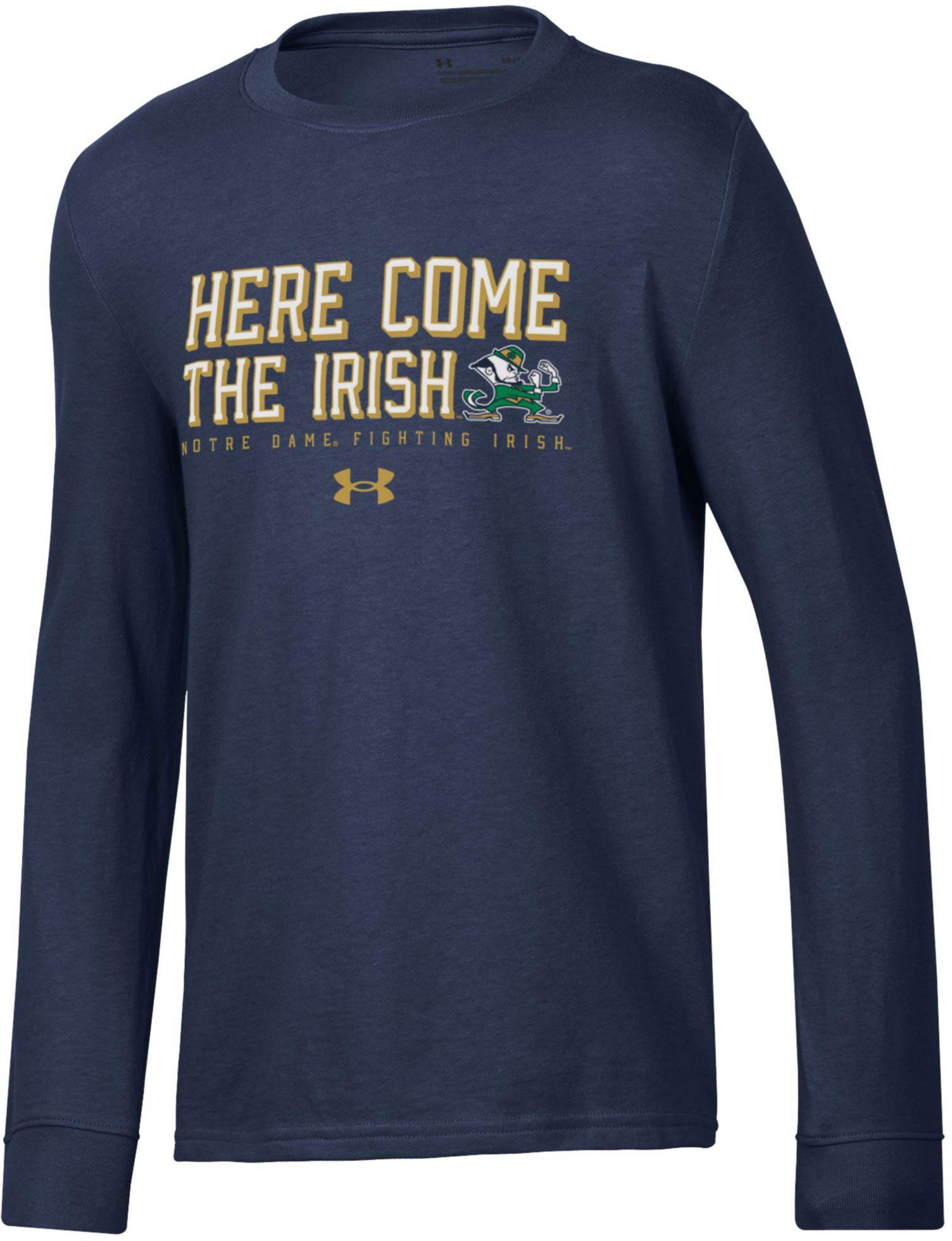 Under Armour Men's Notre Dame Fighting Irish Navy Performance Cotton Long Sleeve T-Shirt