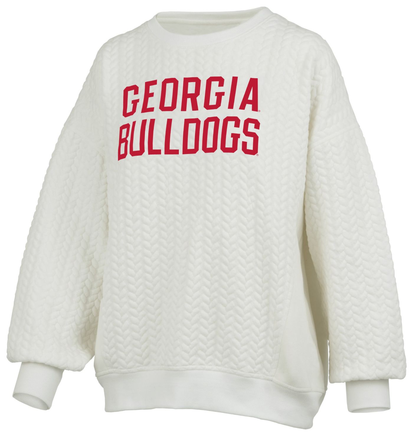 Pressbox Women s Georgia Bulldogs Ivory Roxy Crew Pullover Sweatshirt Dick s Sporting Goods