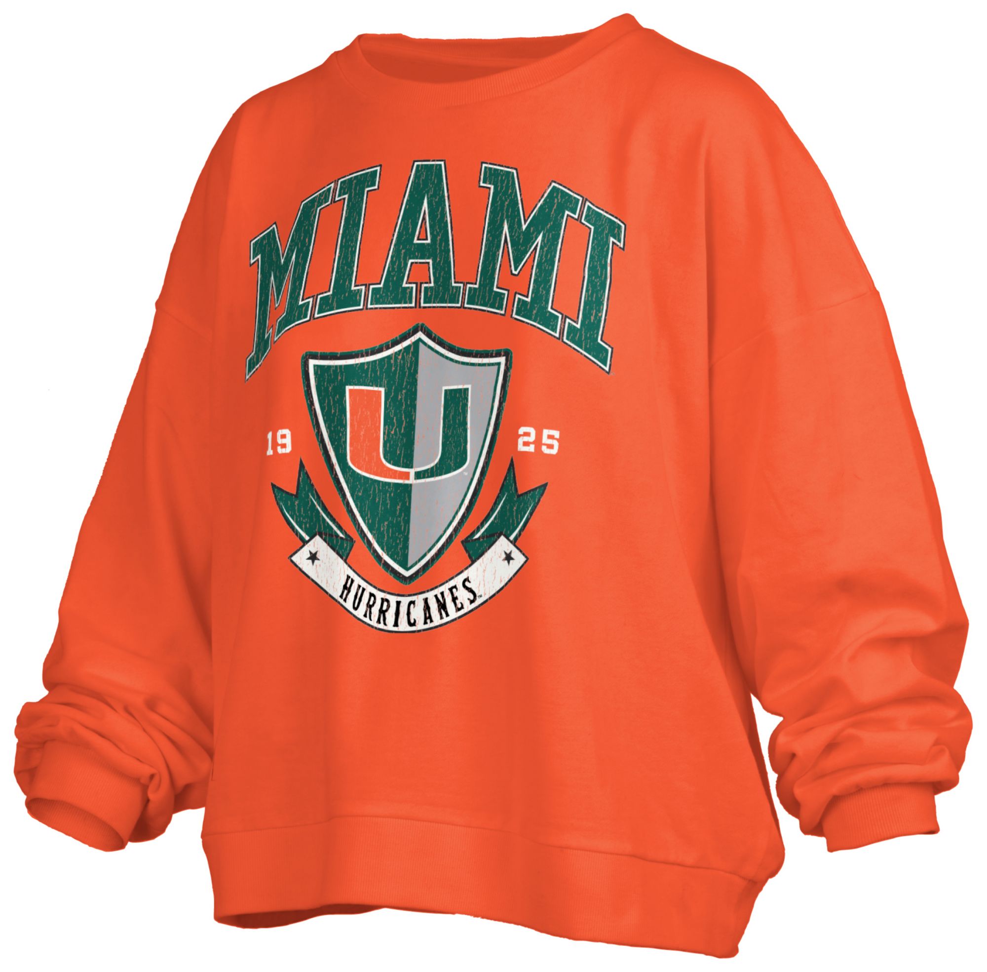 Pressbox Women's Miami Hurricanes Orange Buckler Crew Pullover