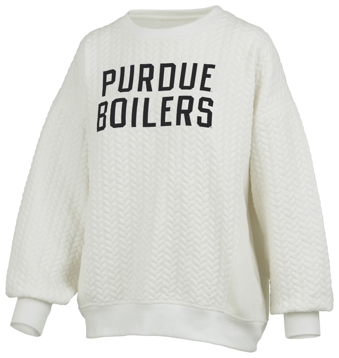Pressbox Women s Purdue Boilermakers Ivory Roxy Crew Pullover Sweatshirt Medium White