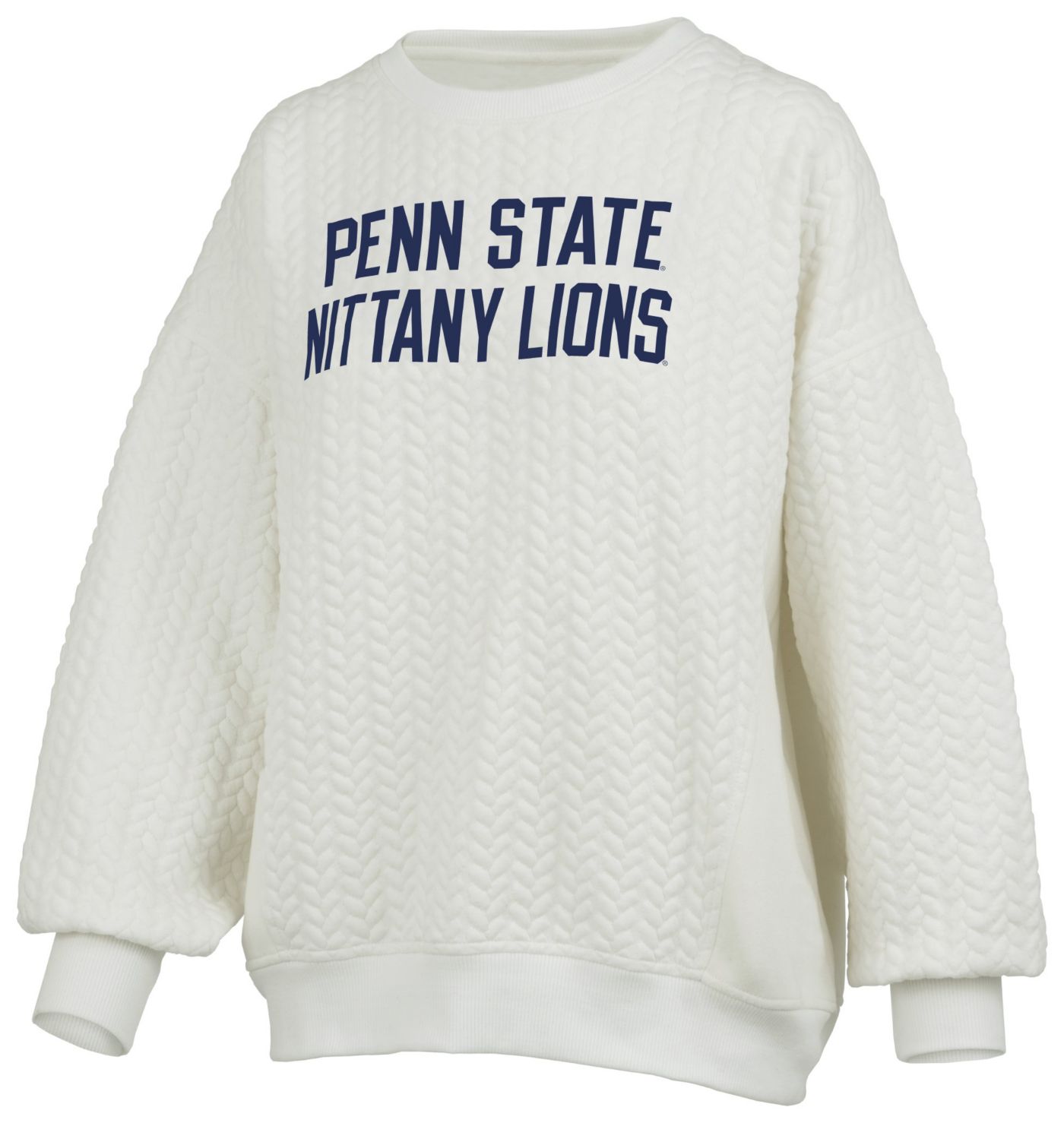 Pressbox Women s Penn State Nittany Lions Ivory Roxy Crew Pullover Sweatshirt Small White