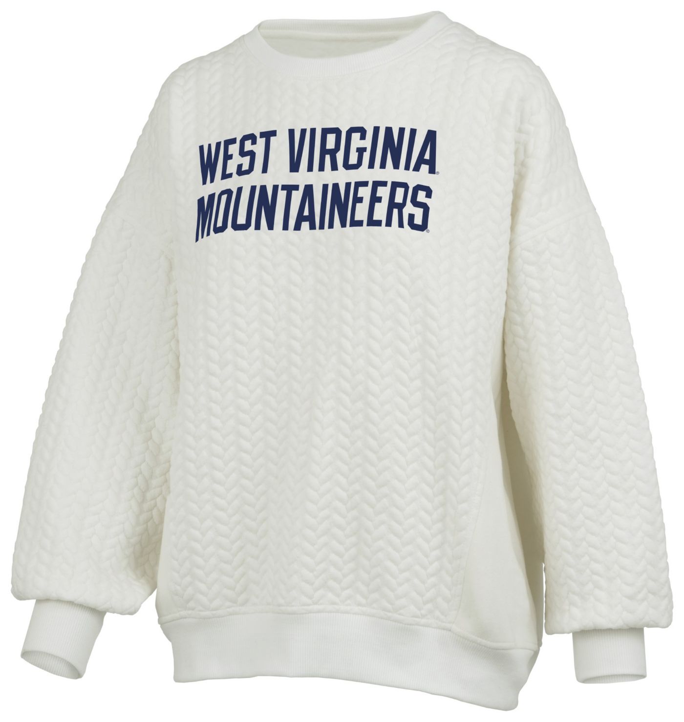 Pressbox Women s West Virginia Mountaineers Ivory Roxy Crew Pullover Sweatshirt Dick s Sporting Goods
