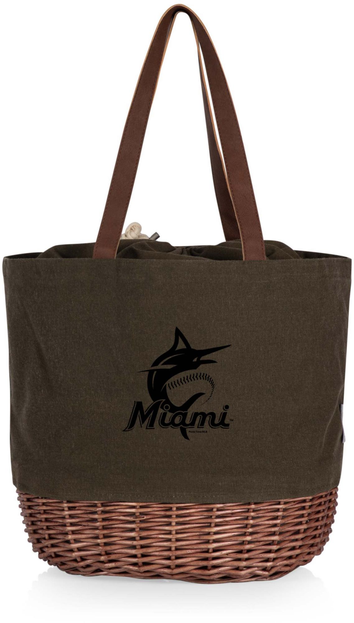 Picnic Time Miami Marlins Canvas and Willow Basket Bag product image