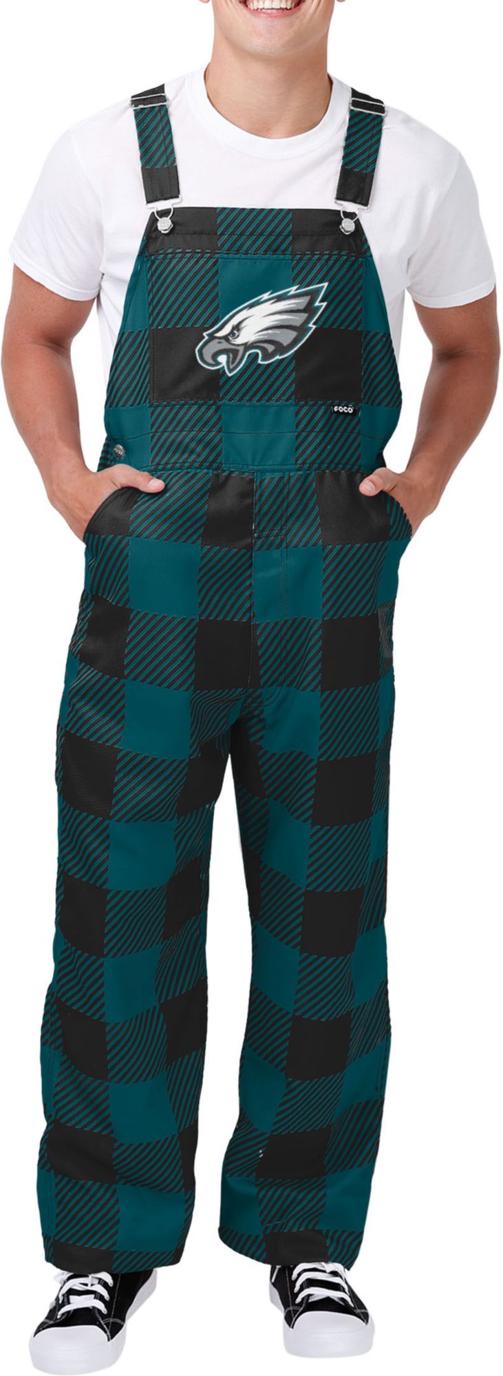 FOCO Adult Philadelphia Eagles Plaid Overalls product image