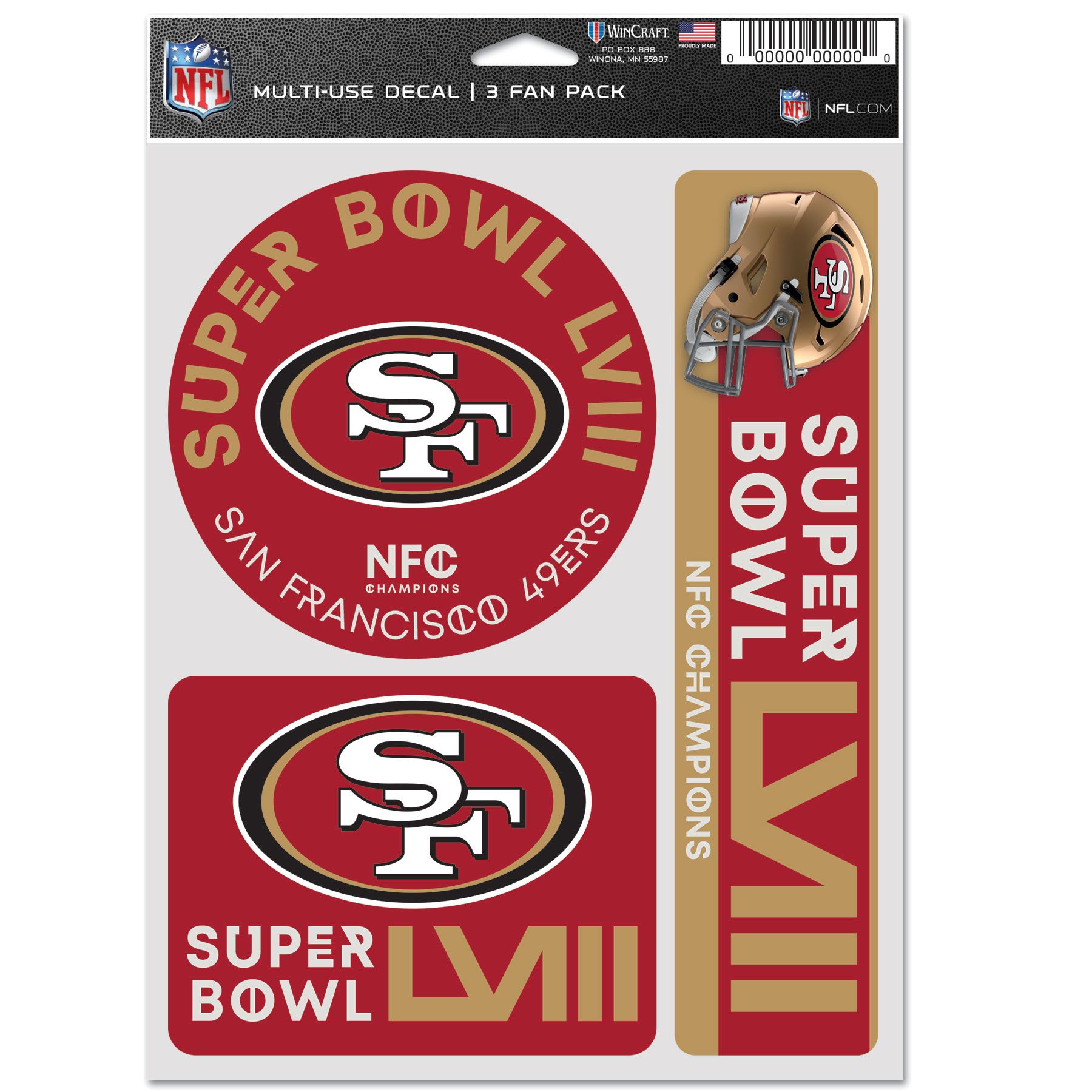 WinCraft 2024 Super Bowl LVIII Bound San Francisco 49ers 3-Pack Decal