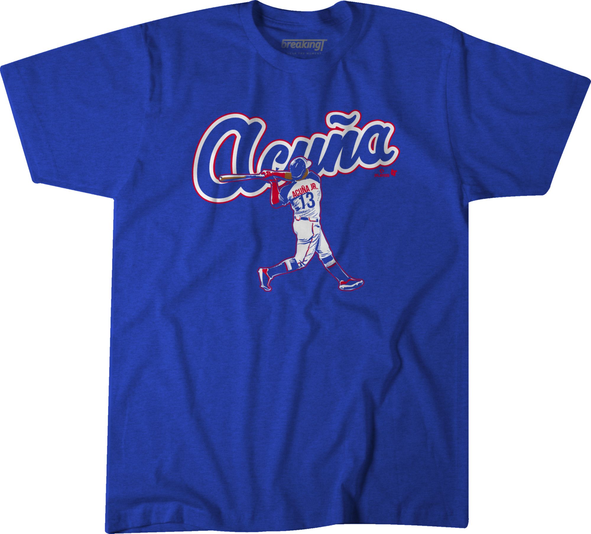 BreakingT Men's Atlanta Braves Ronald Acuña Jr. Royal Swing T-Shirt