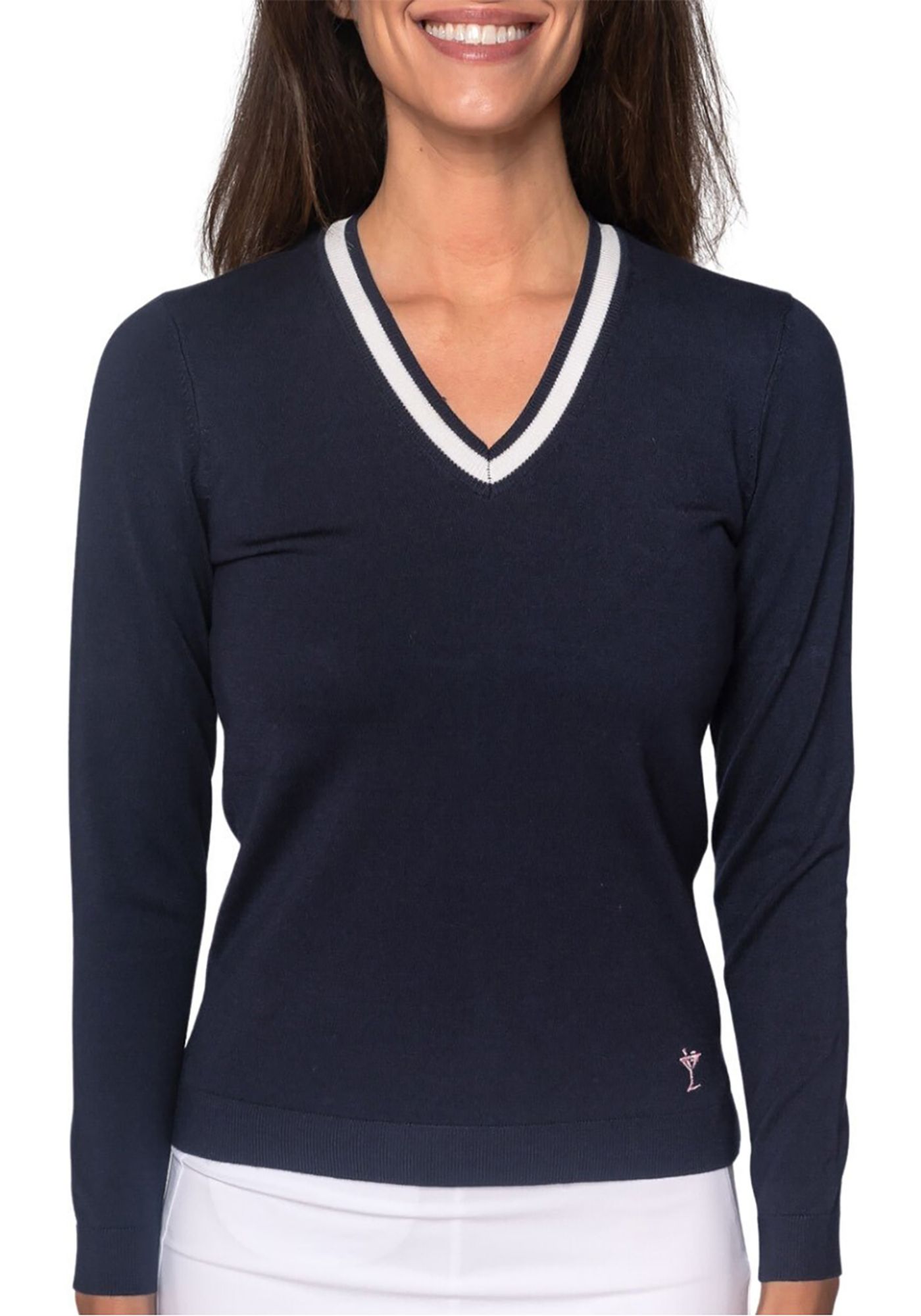 Golftini Women s V Neck Golf Sweater XS White