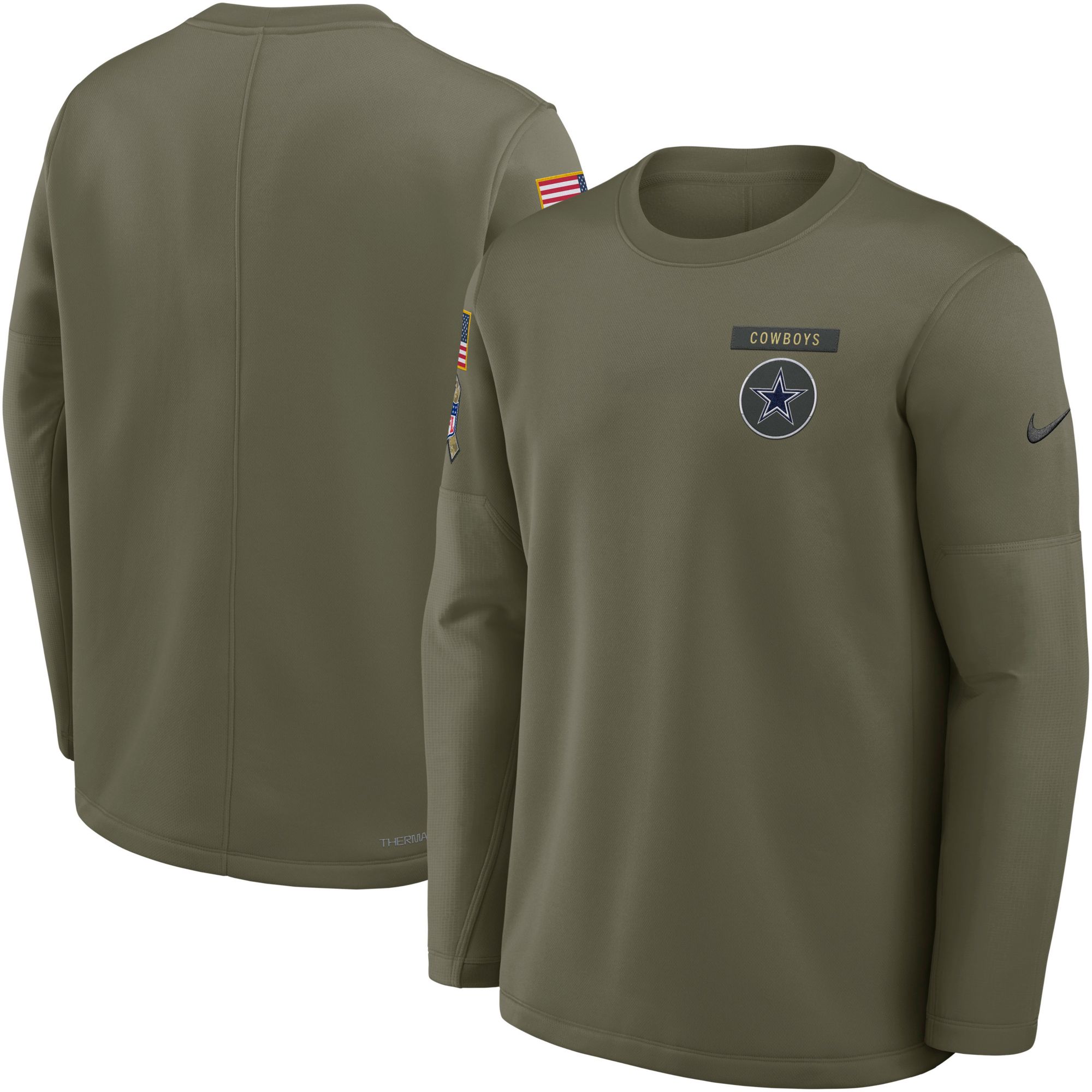 Nike Men's Dallas Cowboys Salute to Service 2025 Olive Crewneck Sweatshirt product image