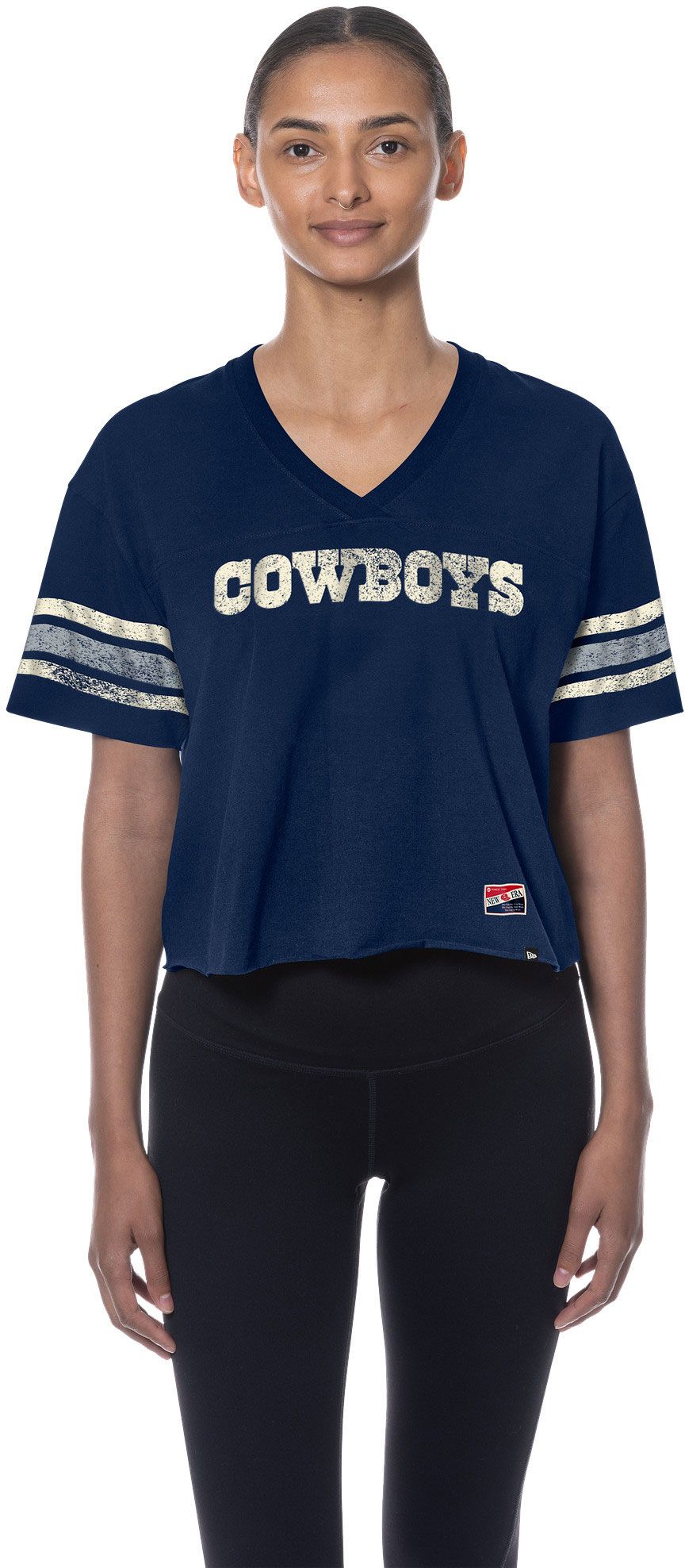 New Era Women's Dallas Cowboys Navy Striped Sleeve T-Shirt product image