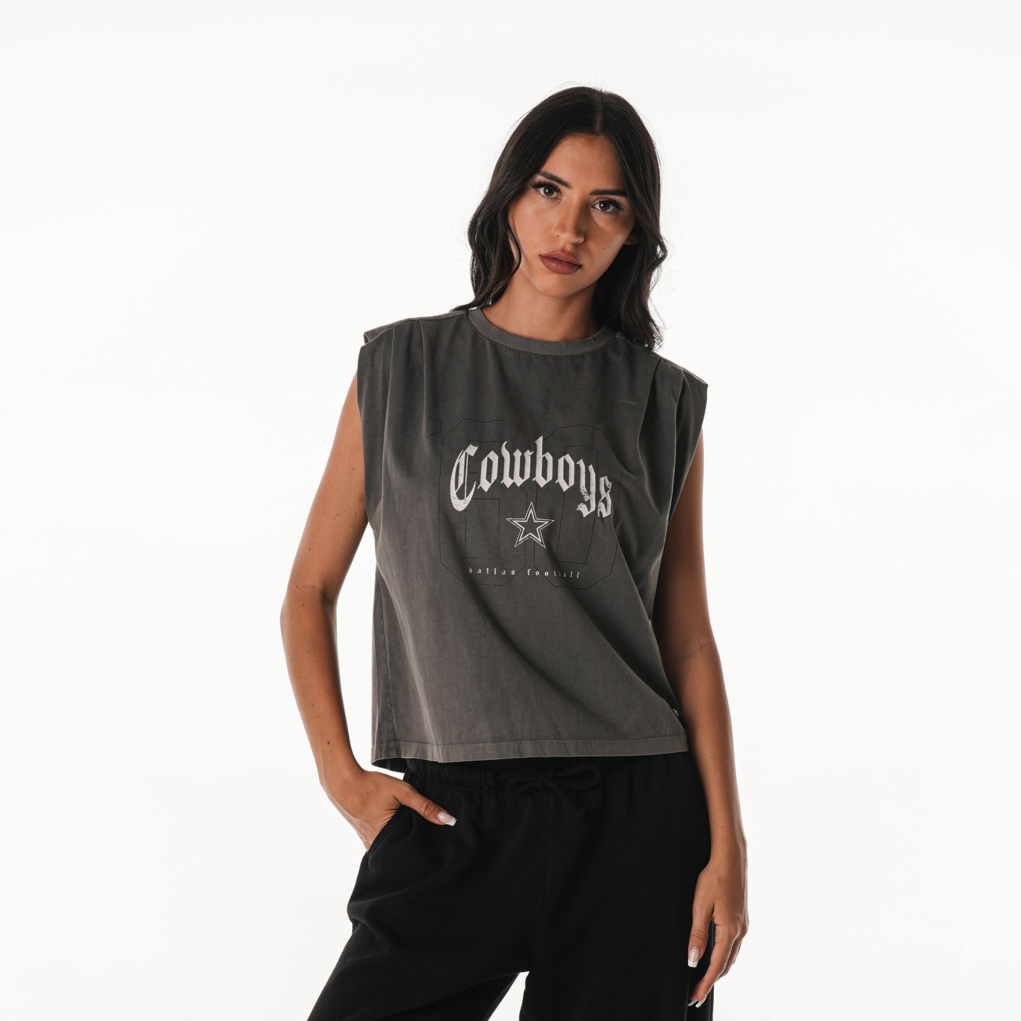 The Wild Collective Women's Dallas Cowboys Charcoal Old English Tank Top product image