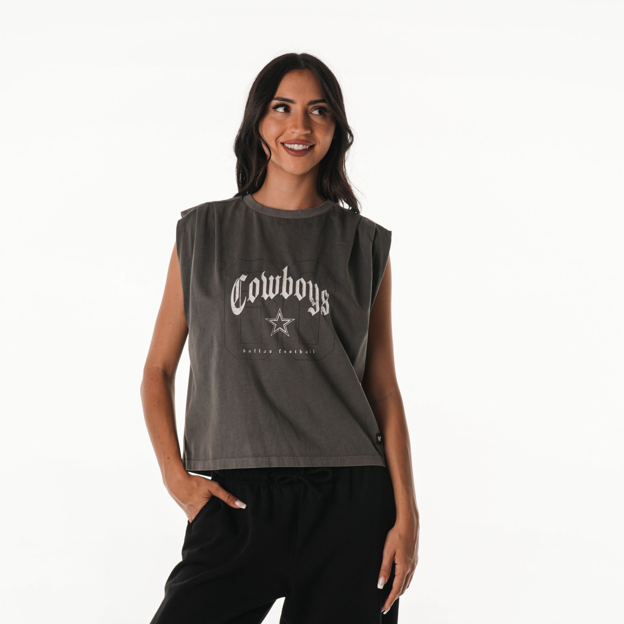 The Wild Collective Women's Dallas Cowboys Charcoal Old English Tank Top product image
