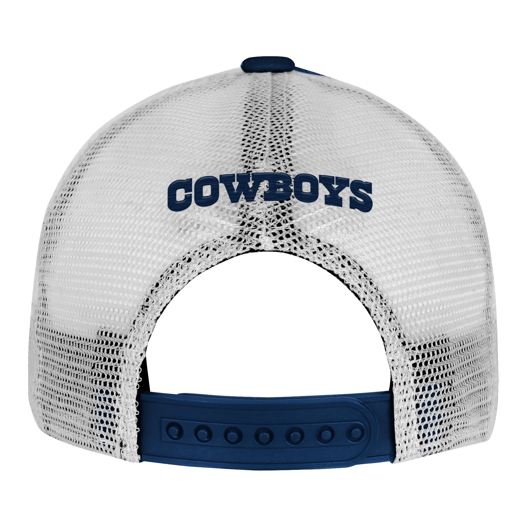 NFL Team Apparel Youth Dallas Cowboys Navy White High Step Trucker Snapback product image