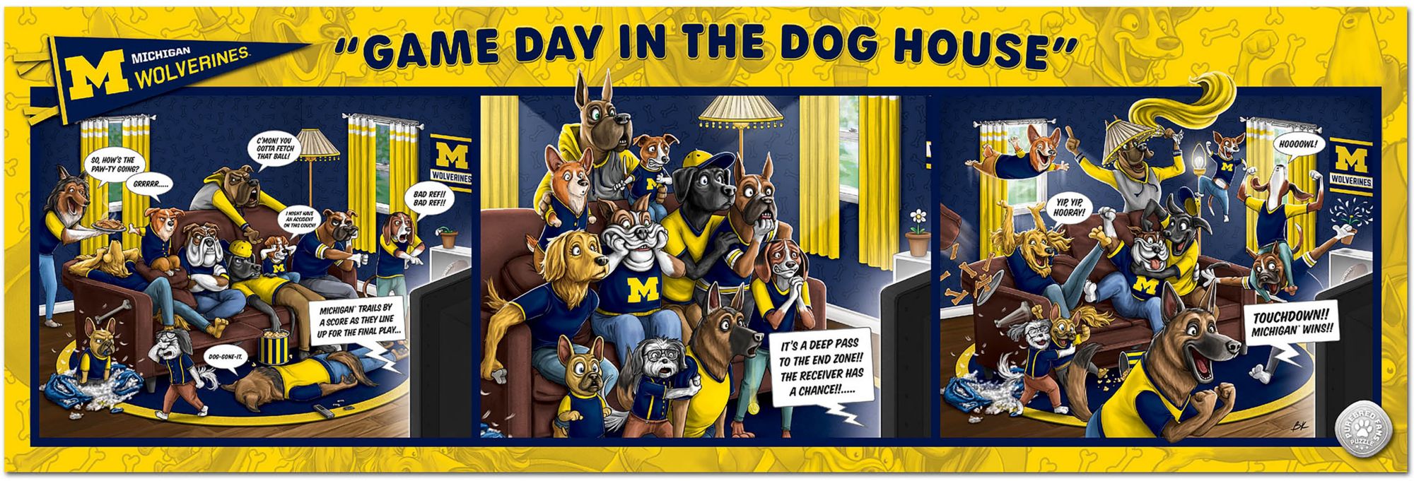 YouTheFan Michigan Wolverines Game Day in the Dog House 1000-Piece Puzzle