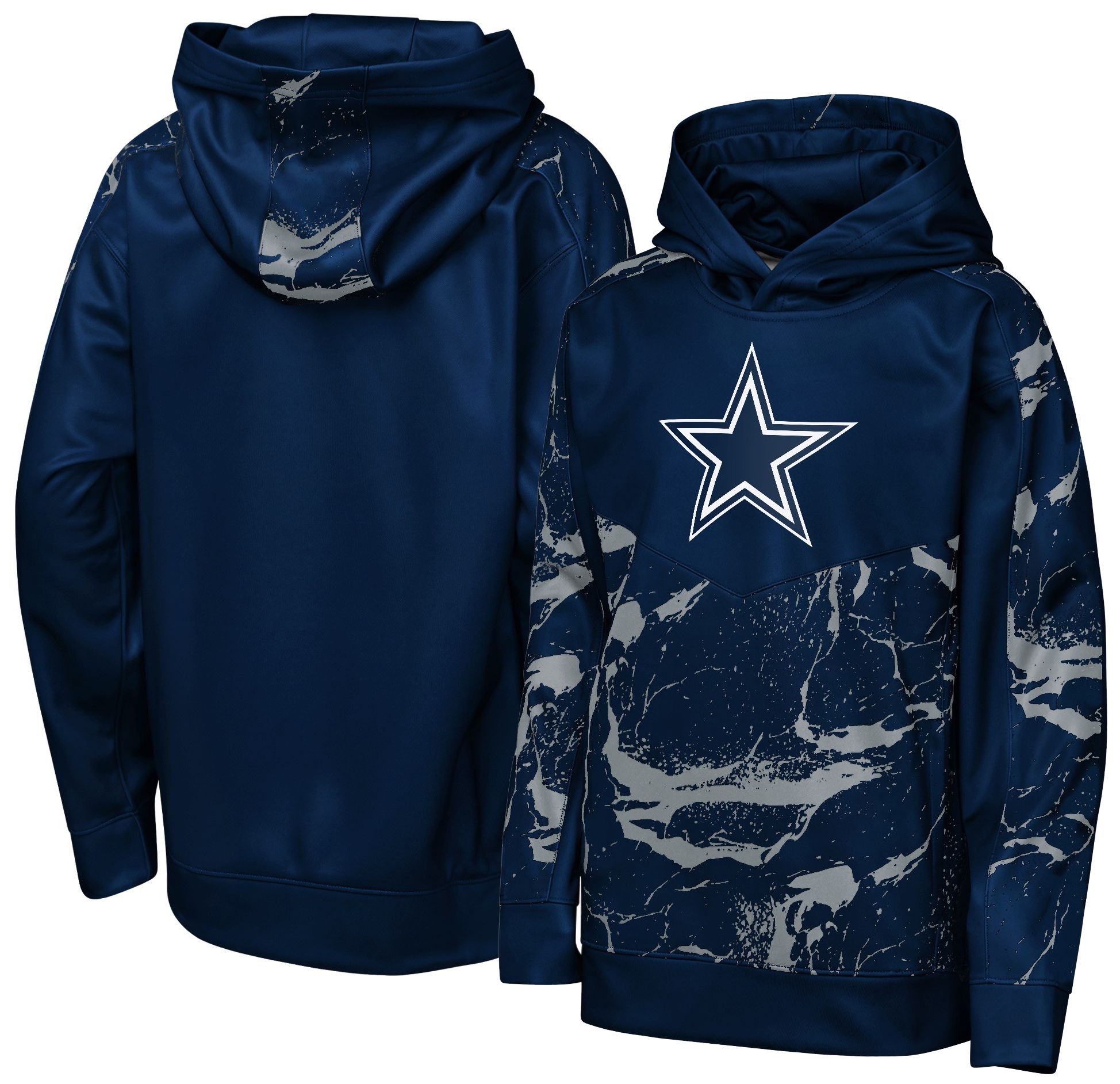 NFL Team Apparel Youth Dallas Cowboys Navy Offensive Line Retro Pullover Hoodie product image