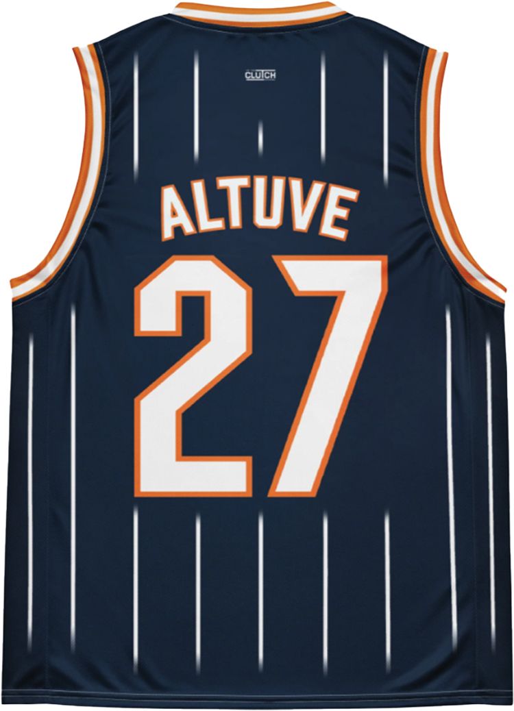 In The Clutch Adult Houston Jose Altuve #27 Navy Basketball Jersey product image