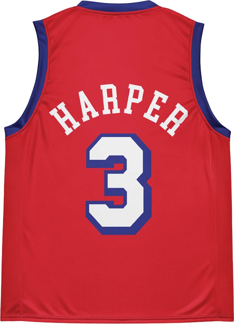 In The Clutch Adult Philadelphia Bryce Harper #3 Red Basketball Jersey product image