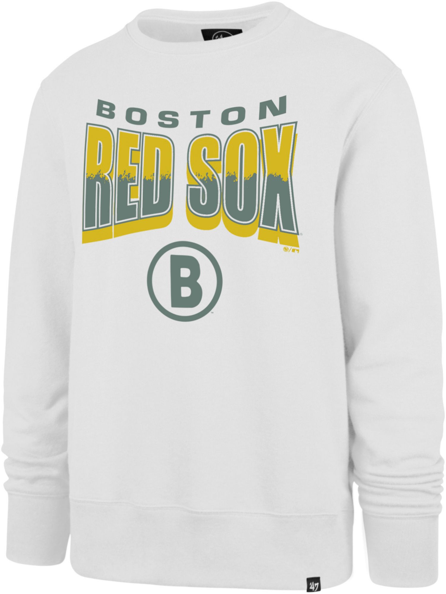 '47 Adult Boston Red Sox White Wash Headline Brush By Crewneck Sweatshirt product image