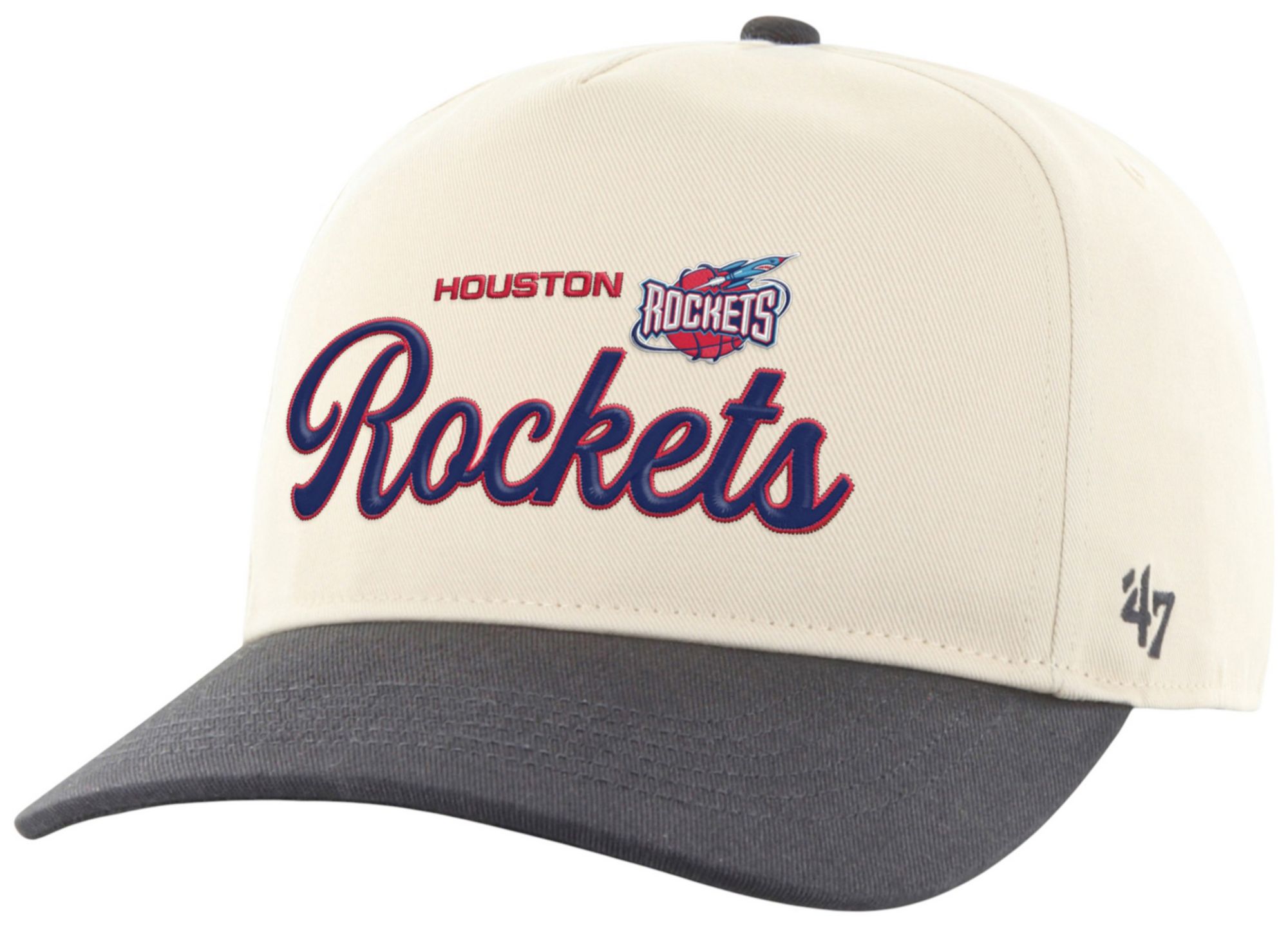 '47 Adult Houston Rockets Off White Hardwood Classics Assemble Hitch Adjustable Hat product image