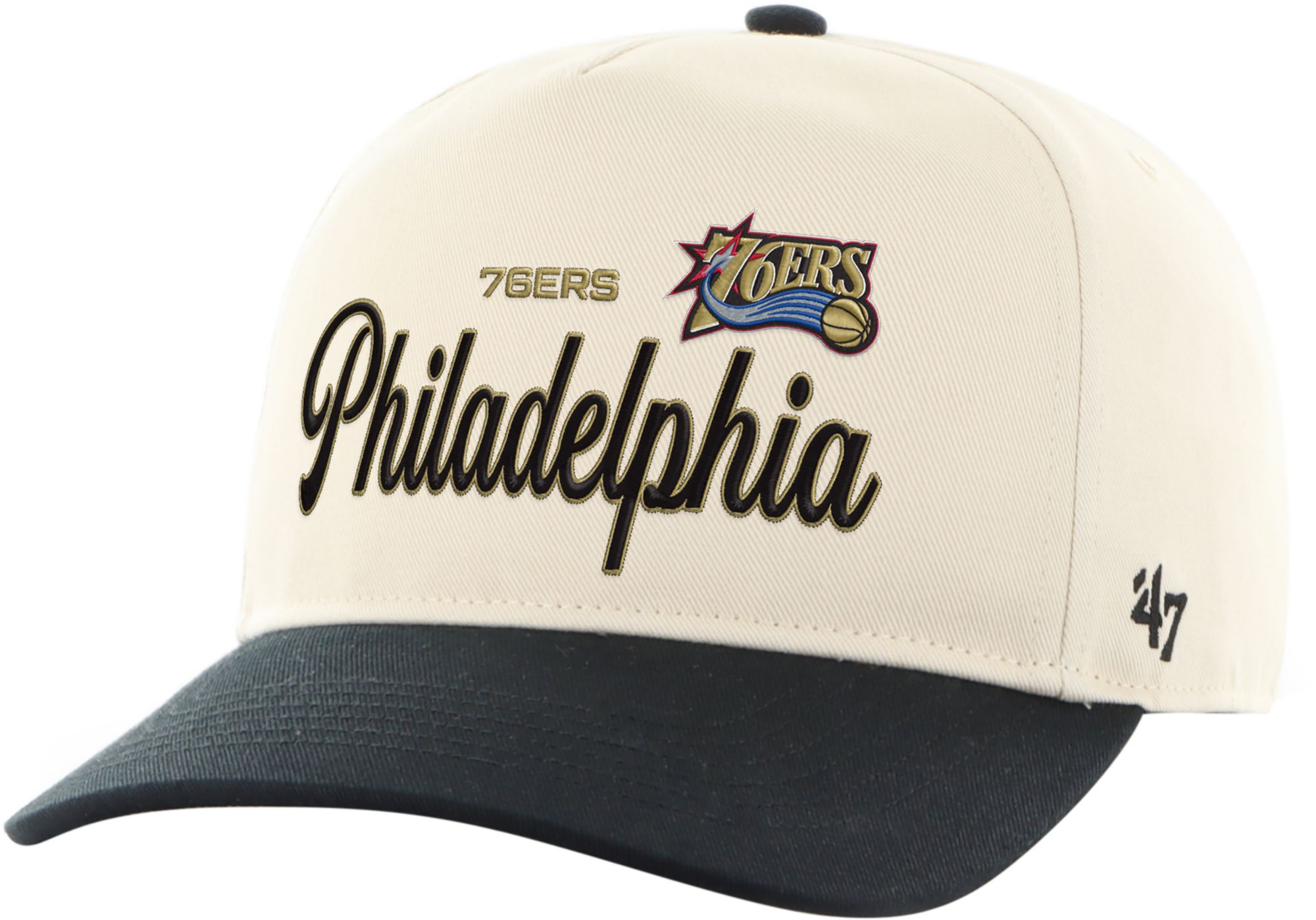 '47 Adult Philadelphia 76ers Off White Hardwood Classics Assemble Hitch Adjustable Hat product image