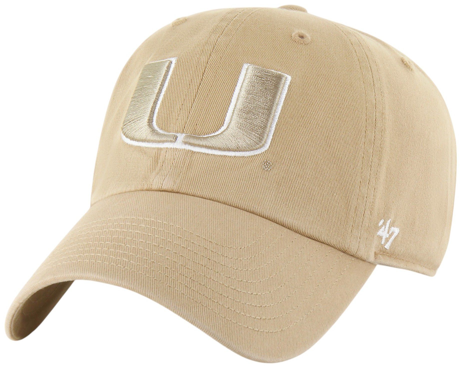 '47 Adult Miami (FL) Hurricanes Khaki Clean Up Adjustable Hat product image