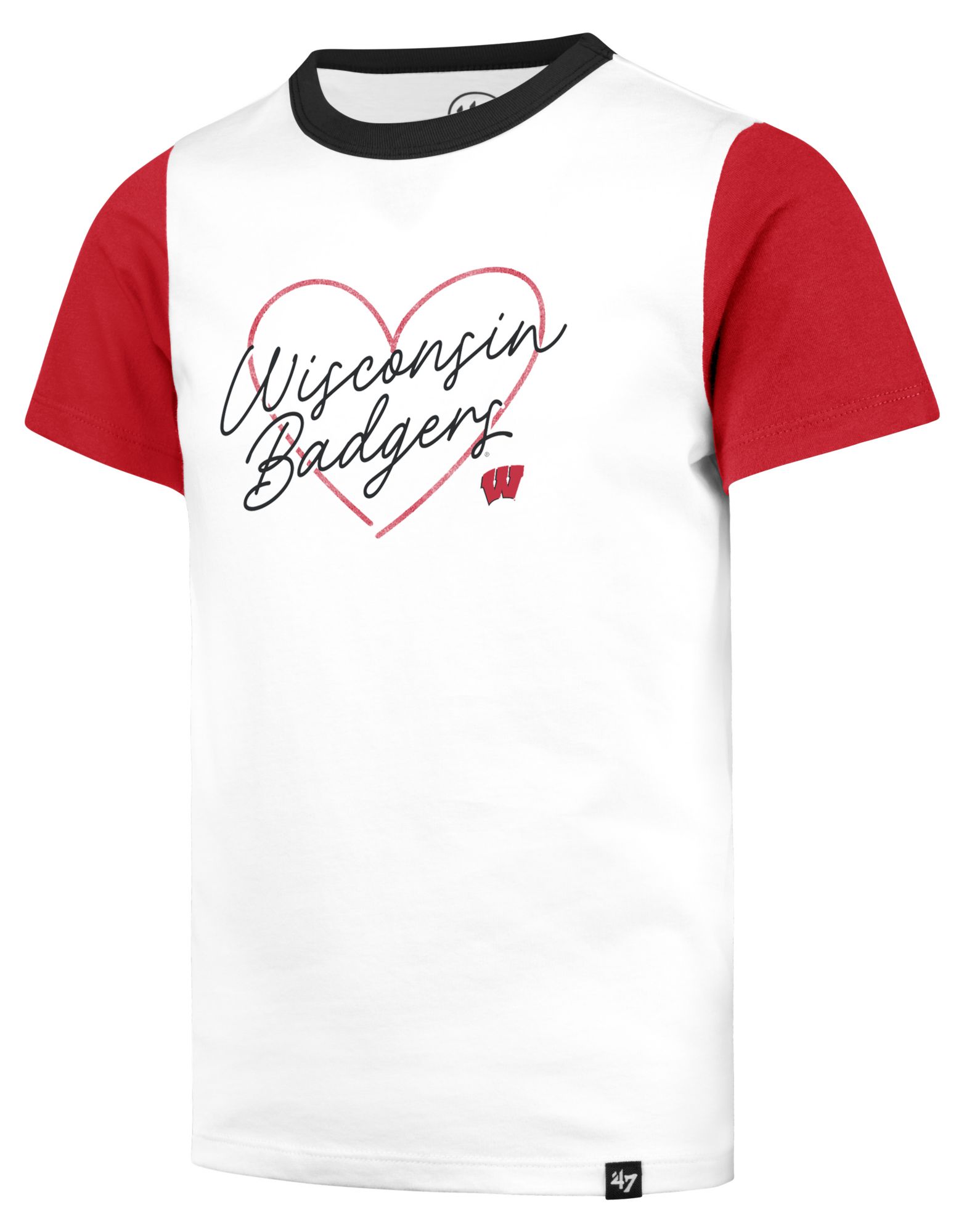 '47 Girls' Wisconsin Badgers White Wash Lovestruck Short Sleeve T-Shirt product image