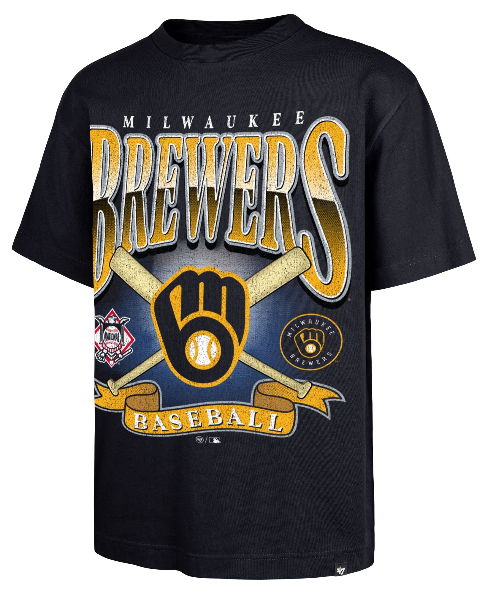 '47 Men's Milwaukee Brewers Navy Chrometown Fountation T-Shirt product image