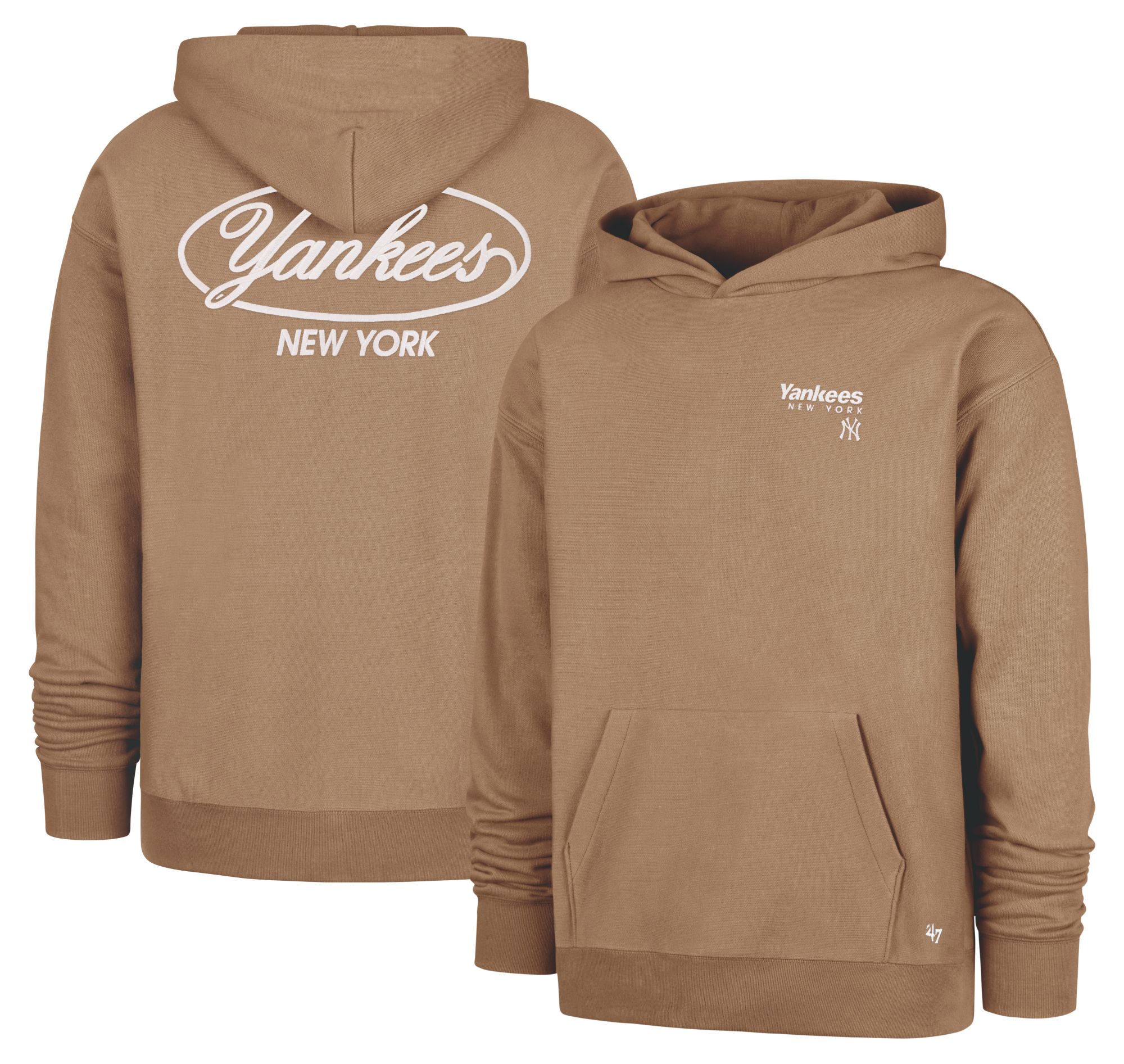 '47 Men's New York Yankees Tan Triple Double Foundation Pullover Hoodie product image