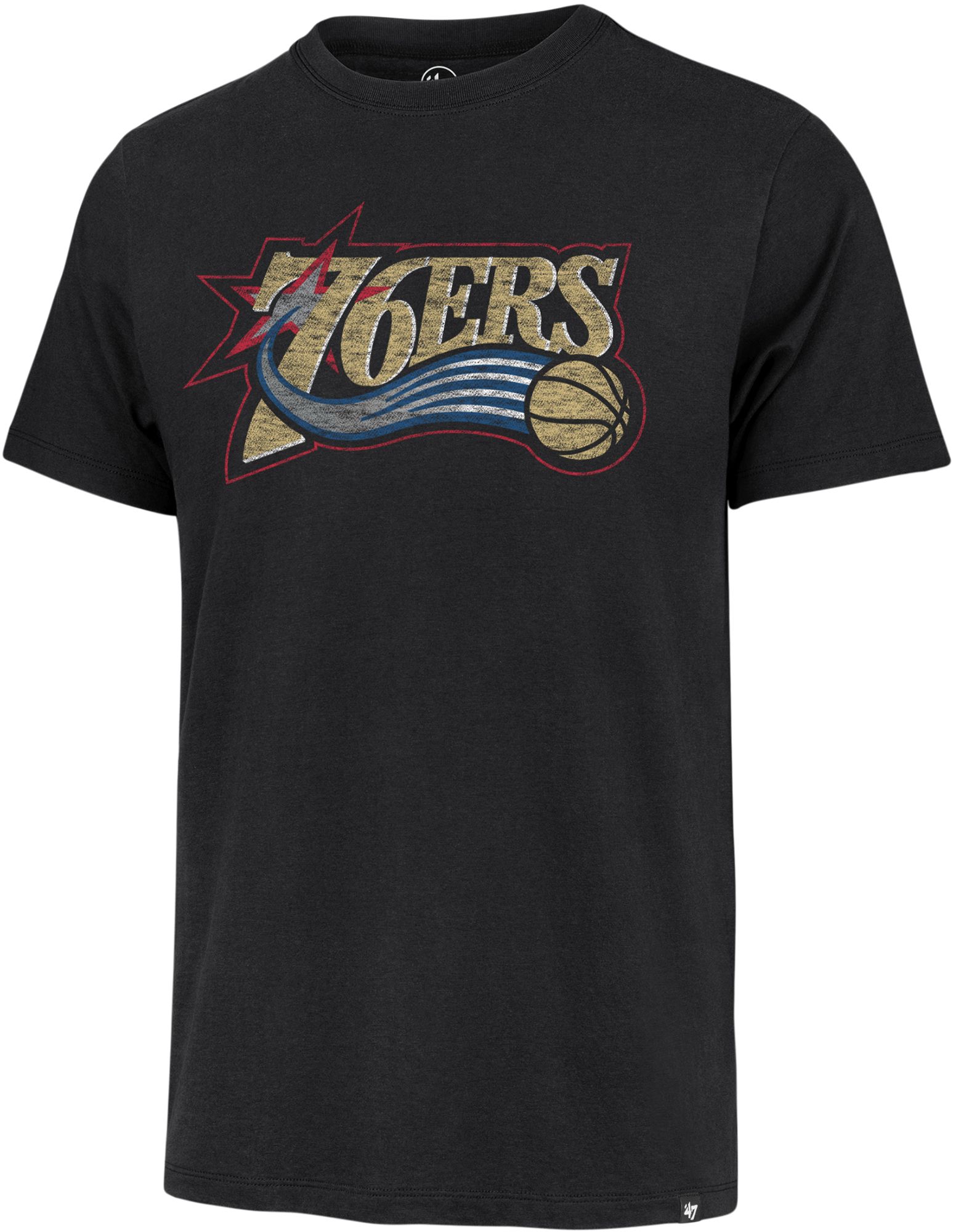 '47 Men's Philadelphia 76ers Black Hardwood Classics Logo T-Shirt product image