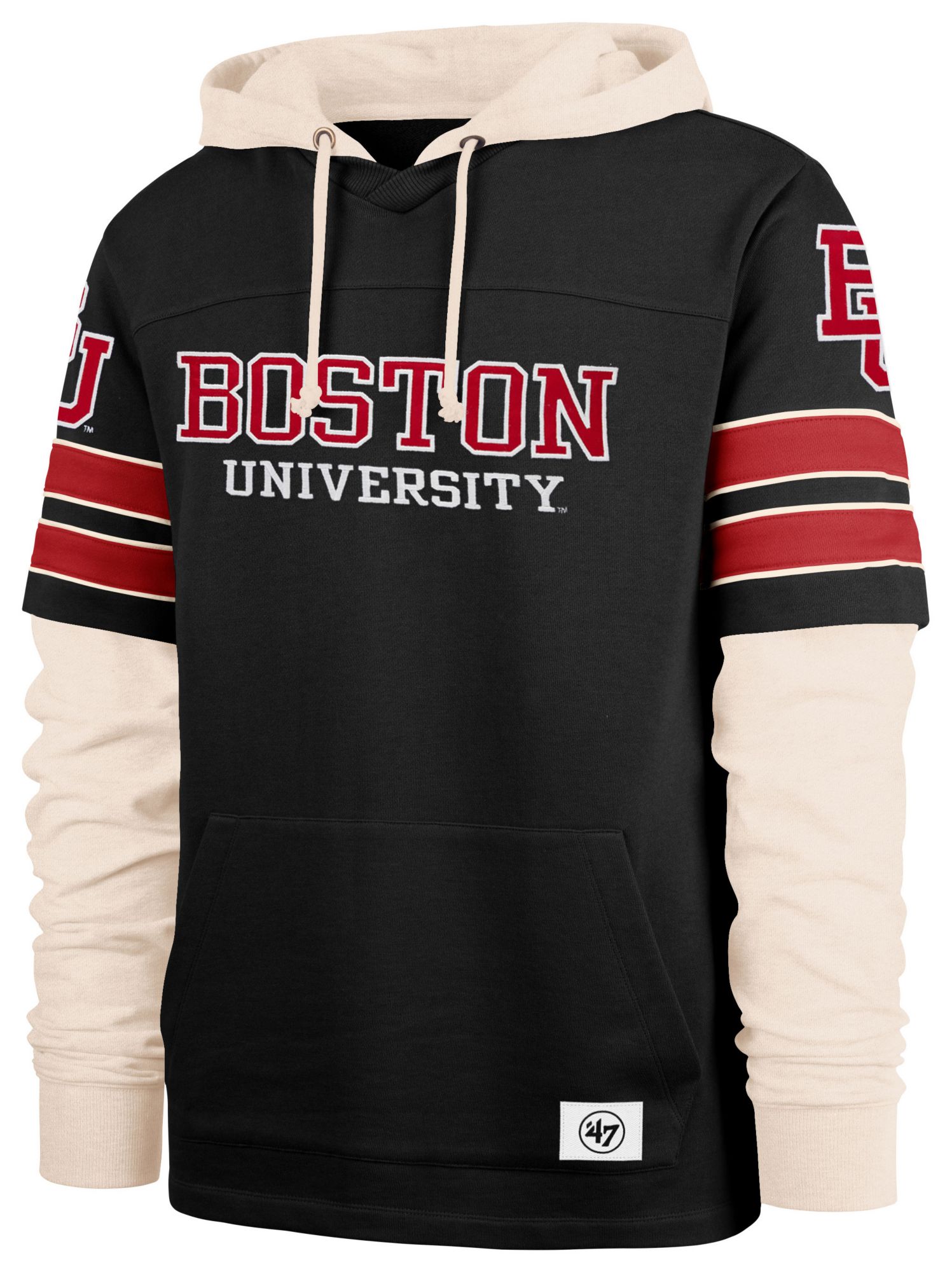 '47 Men's Boston Terriers Black Split Zone Cornerback Lacer Pullover Hoodie product image