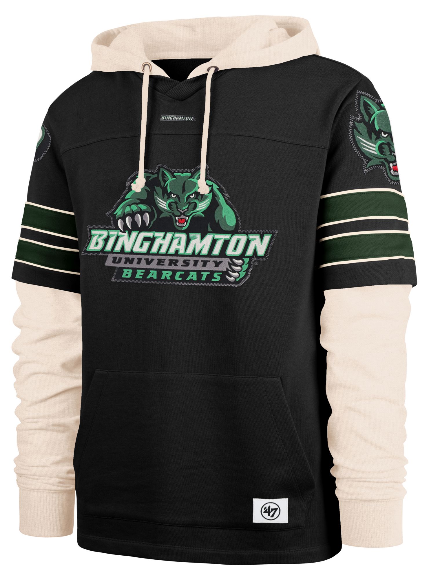 '47 Men's Binghamton Bearcats Black Split Zone Cornerback Lacer Pullover Hoodie product image