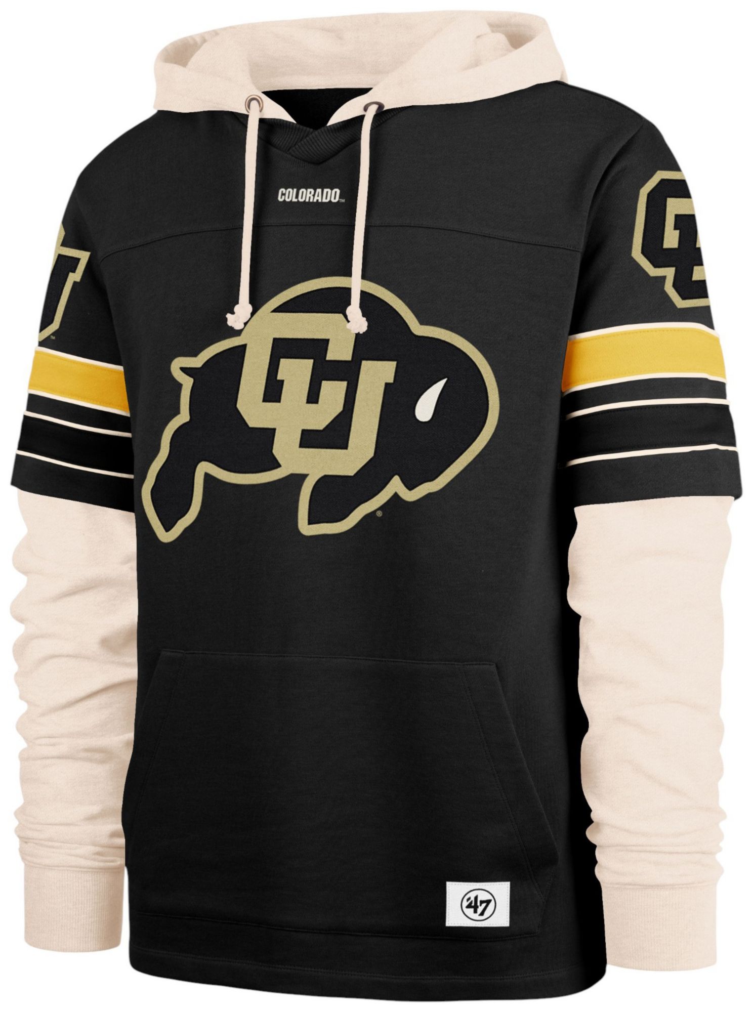'47 Men's Colorado Buffaloes Black Split Zone Cornerback Lacer Pullover Hoodie product image