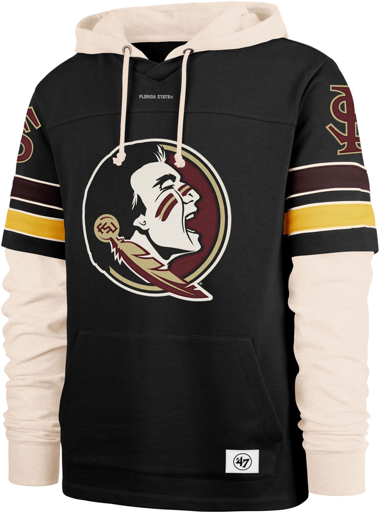 '47 Men's Florida State Seminoles Black Split Zone Cornerback Lacer Pullover Hoodie product image