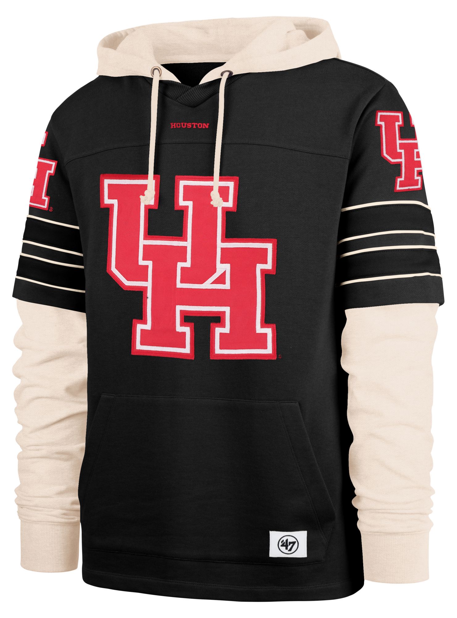 '47 Men's Houston Cougars Black Split Zone Cornerback Lacer Pullover Hoodie product image