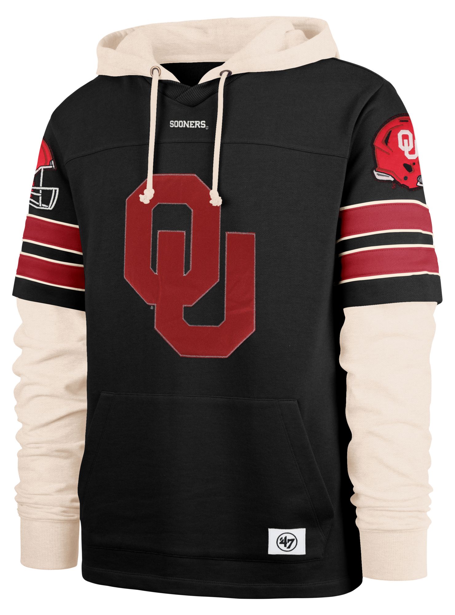 '47 Men's Oklahoma Sooners Black Split Zone Cornerback Lacer Pullover Hoodie product image