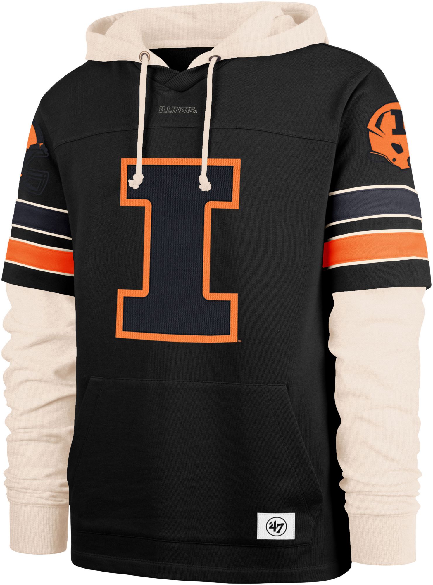 '47 Men's Illinois Fighting Illini Black Split Zone Cornerback Lacer Pullover Hoodie product image