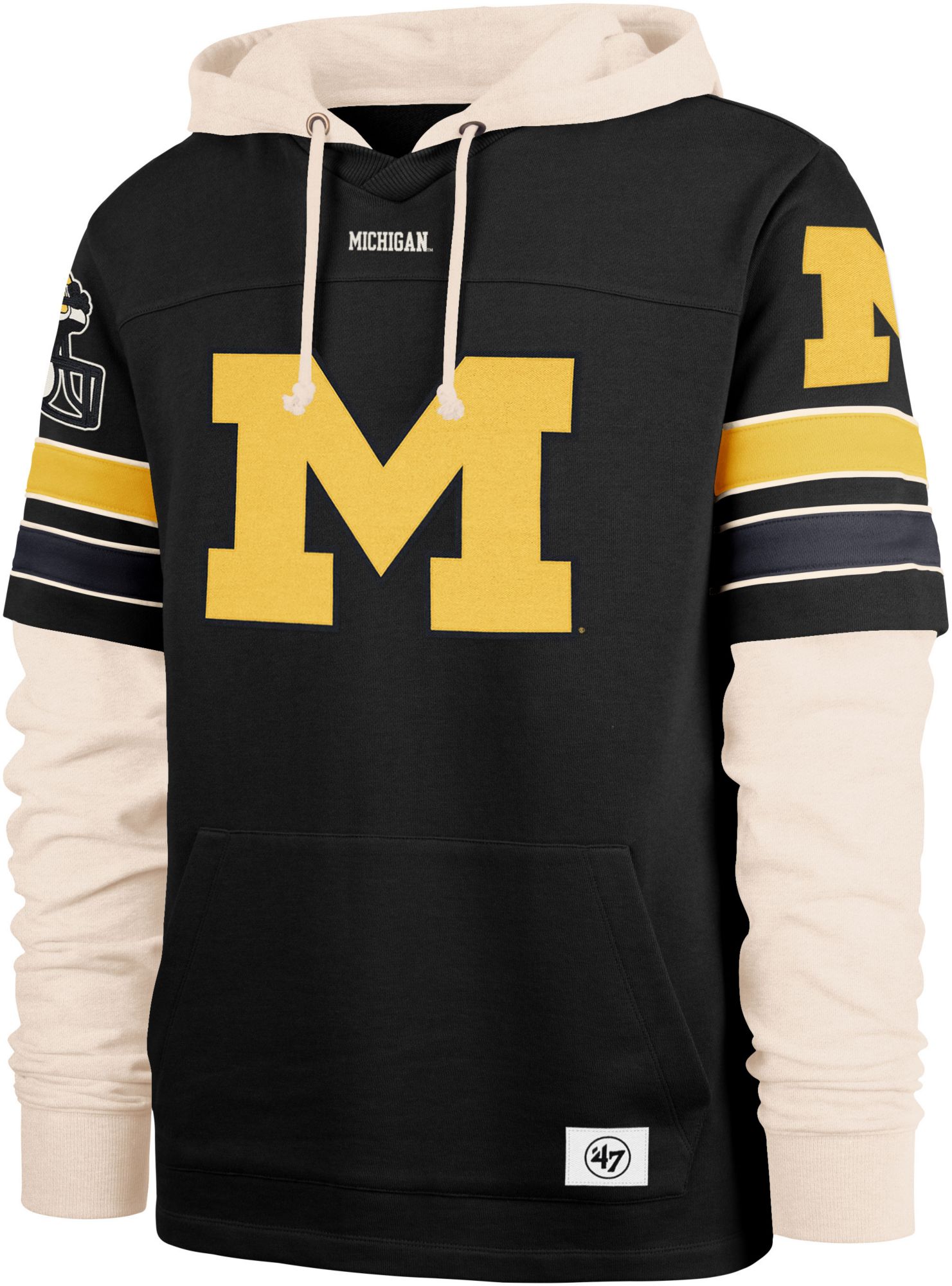 '47 Men's Michigan Wolverines Black Split Zone Cornerback Lacer Pullover Hoodie product image